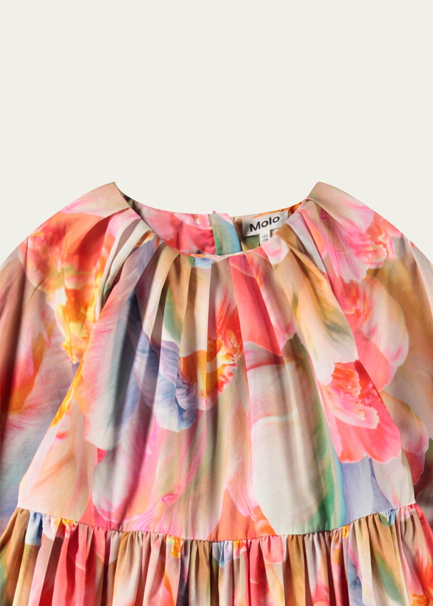 Molo Girl's Ciera Long-Sleeve Floral Cotton Dress, Size 7-12 Image 3 of 3