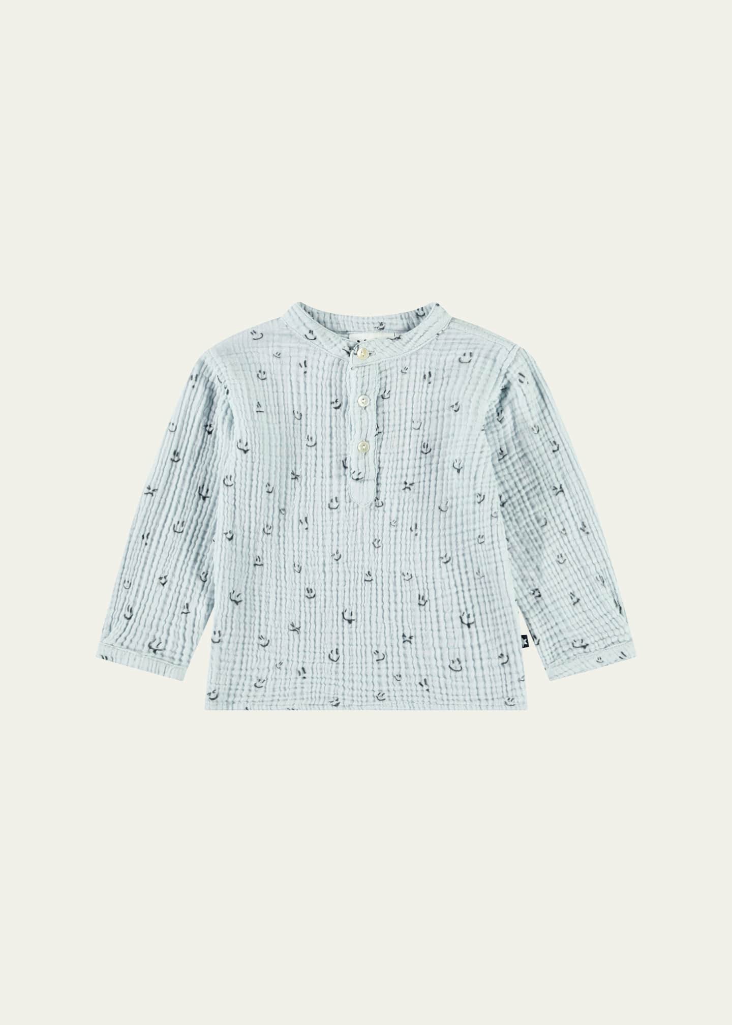 Molo Boy's Enoz Long-Sleeve Organic Cotton Shirt, Size 6M-18 Image 1 of 3