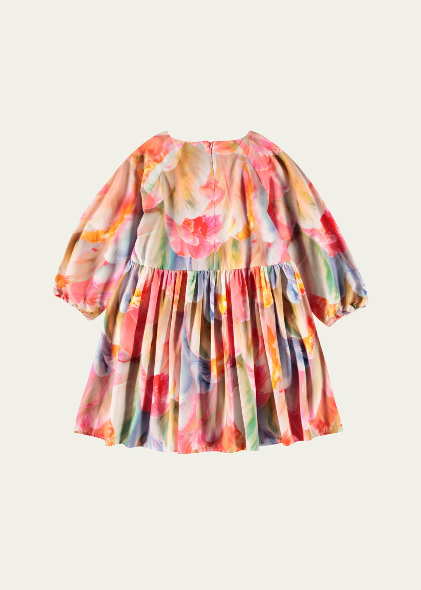 Molo Girl's Ciera Long-Sleeve Gathered Floral Cotton Dress, Size 3T-6 Image 2 of 3