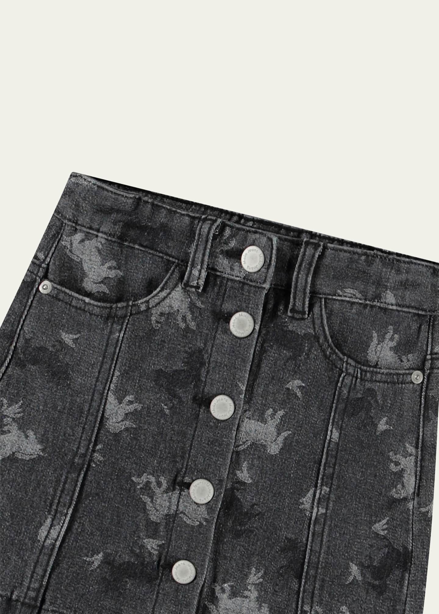 Molo Girl's Bera Printed Denim Mini Skirt, Size 3T-6 Image 3 of 3