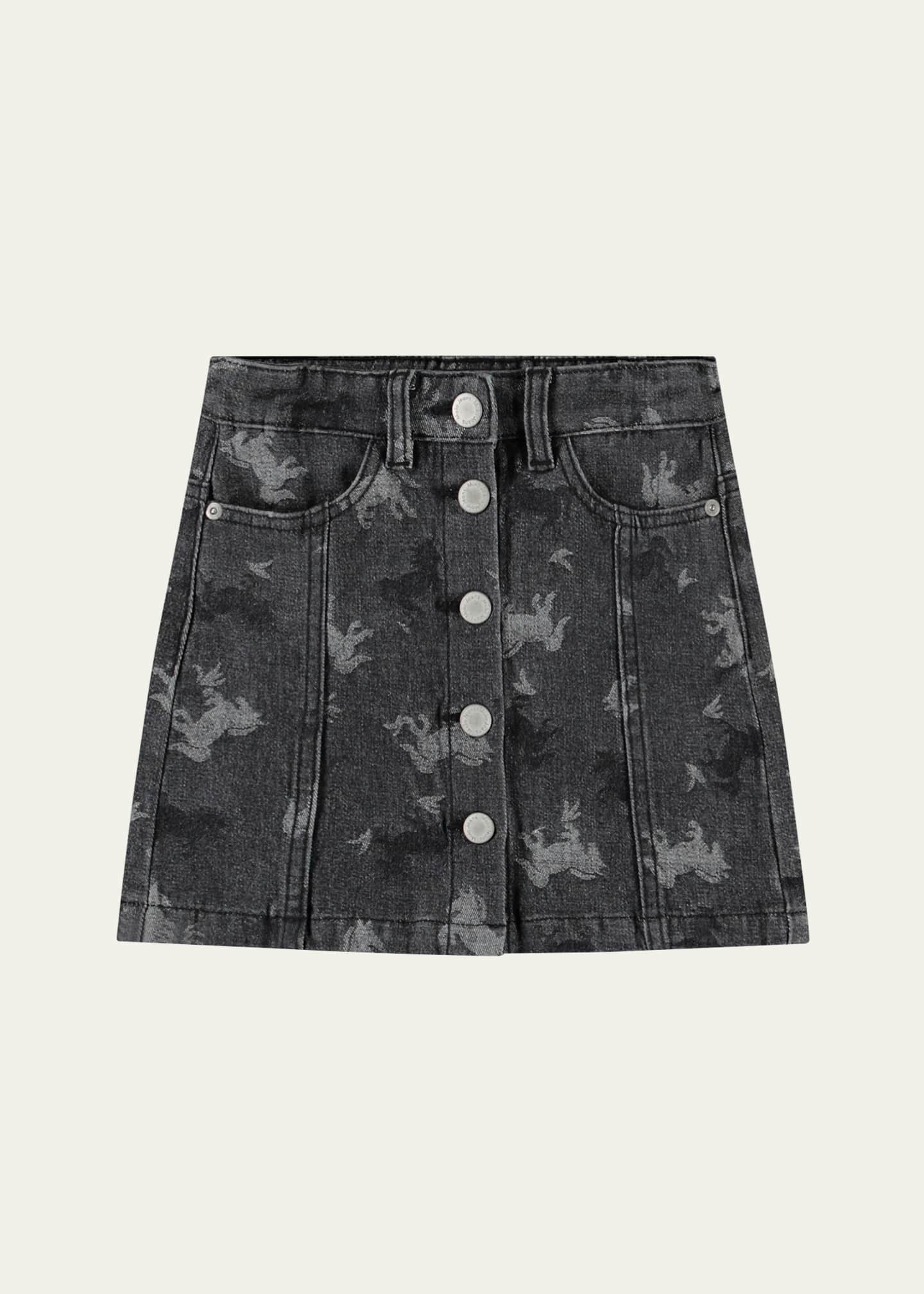 Molo Girl's Bera Printed Denim Mini Skirt, Size 3T-6 Image 1 of 3
