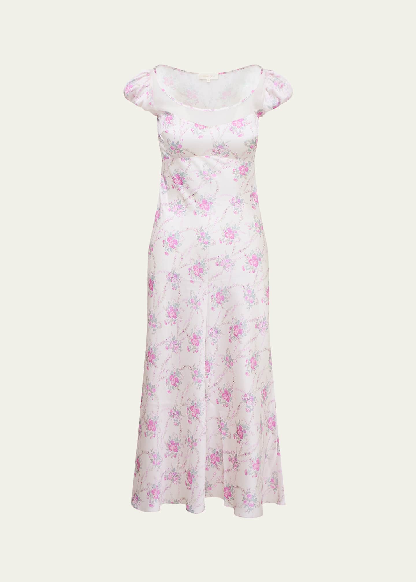 LoveShackFancy Joelette Floral Puff-Sleeve Dress
