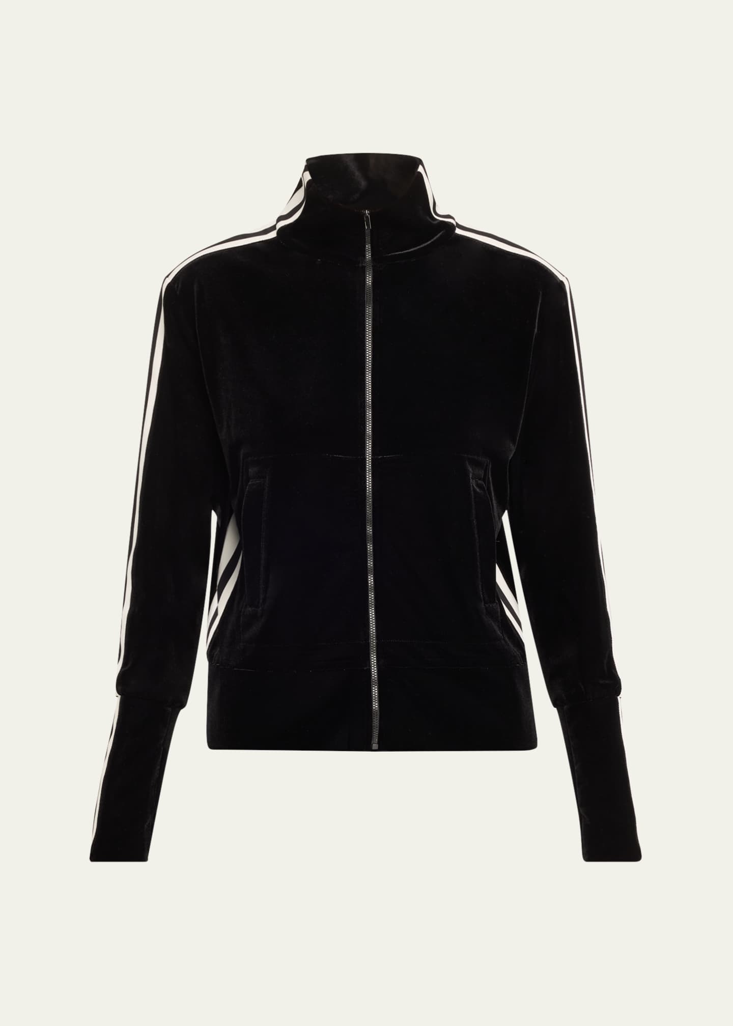 Norma Kamali Velvet Side Stripe Turtle Jacket Image 1 of 5