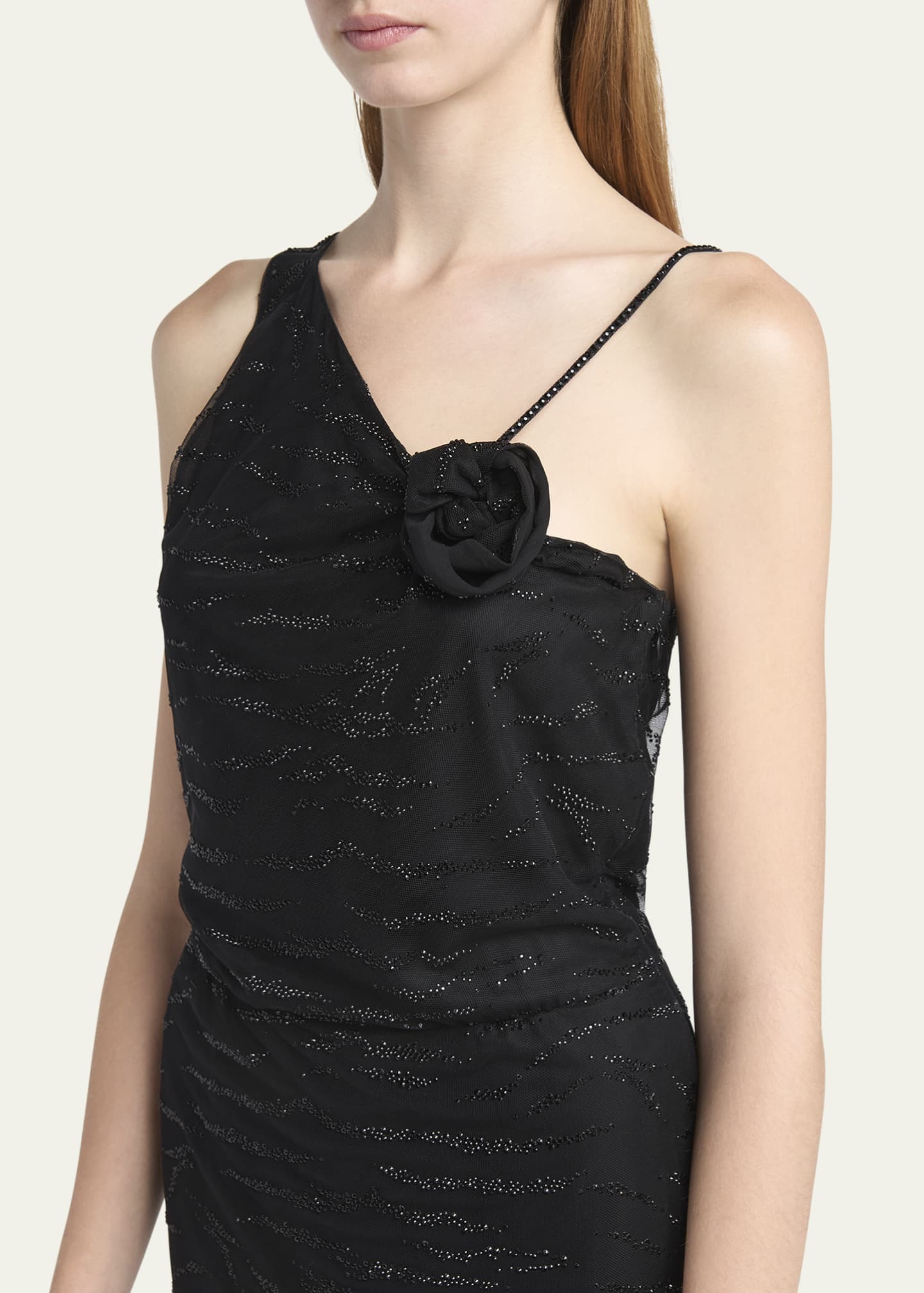 black giorgio armani dress Long-Sleeve with Ring Detail this extremely soft Milano Giorgio Armani Embellished Rose One-Shoulder