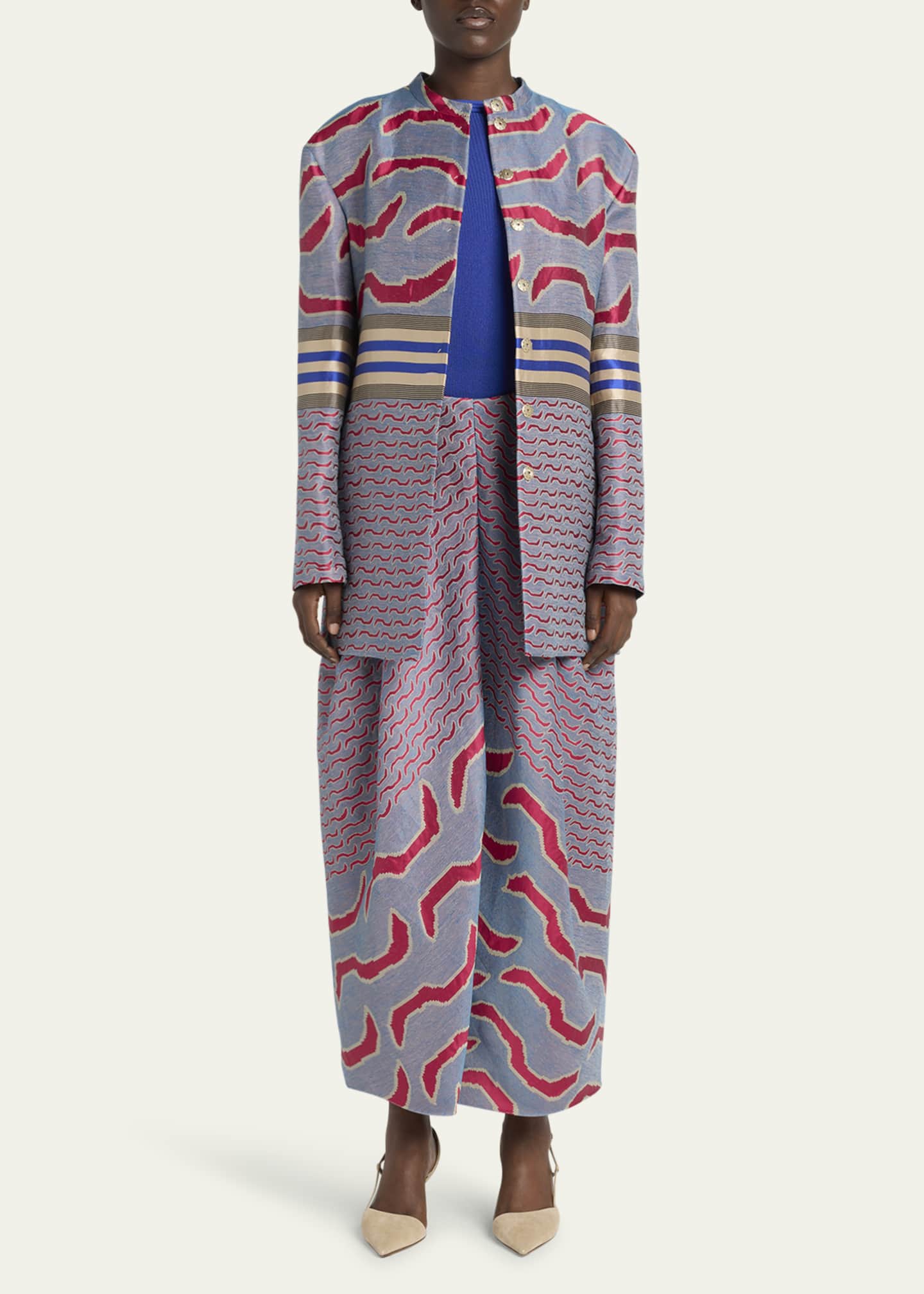 Giorgio Armani Patterned Jacquard Pleated Maxi Skirt Image 2 of 5