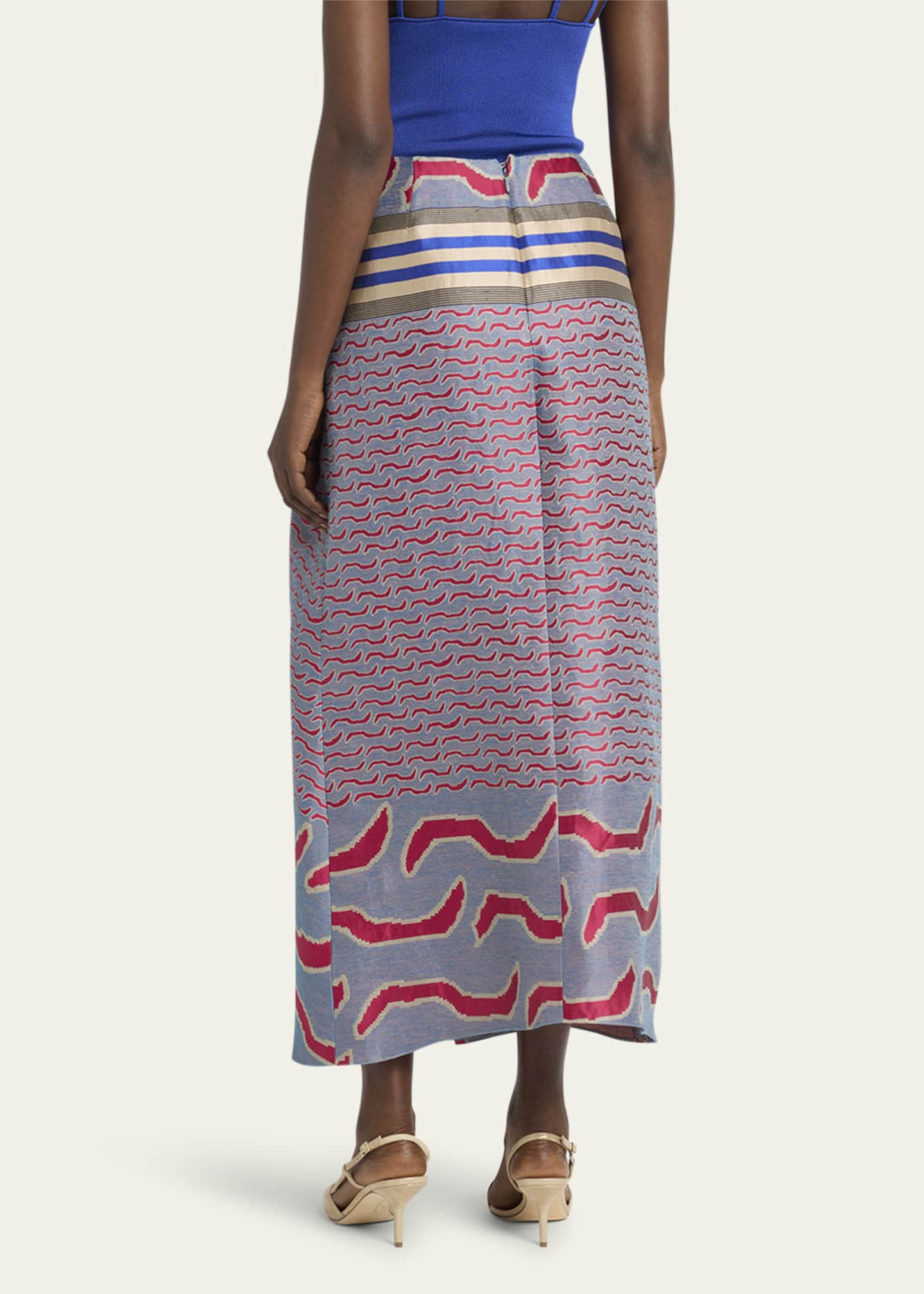 Giorgio Armani Patterned Jacquard Pleated Maxi Skirt Image 3 of 5