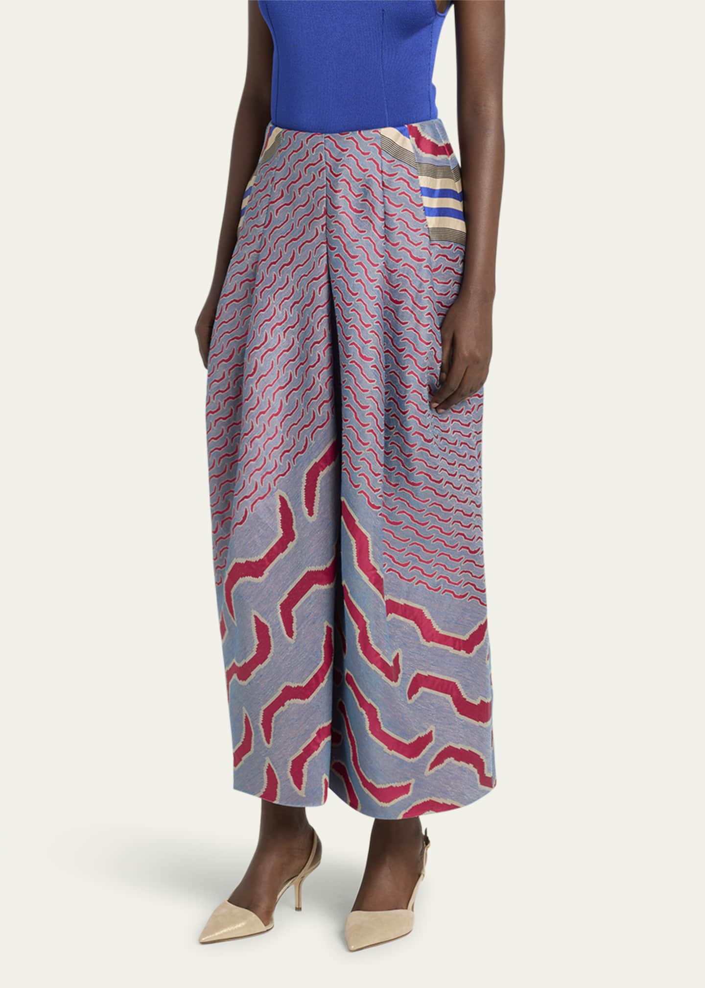Giorgio Armani Patterned Jacquard Pleated Maxi Skirt Image 4 of 5