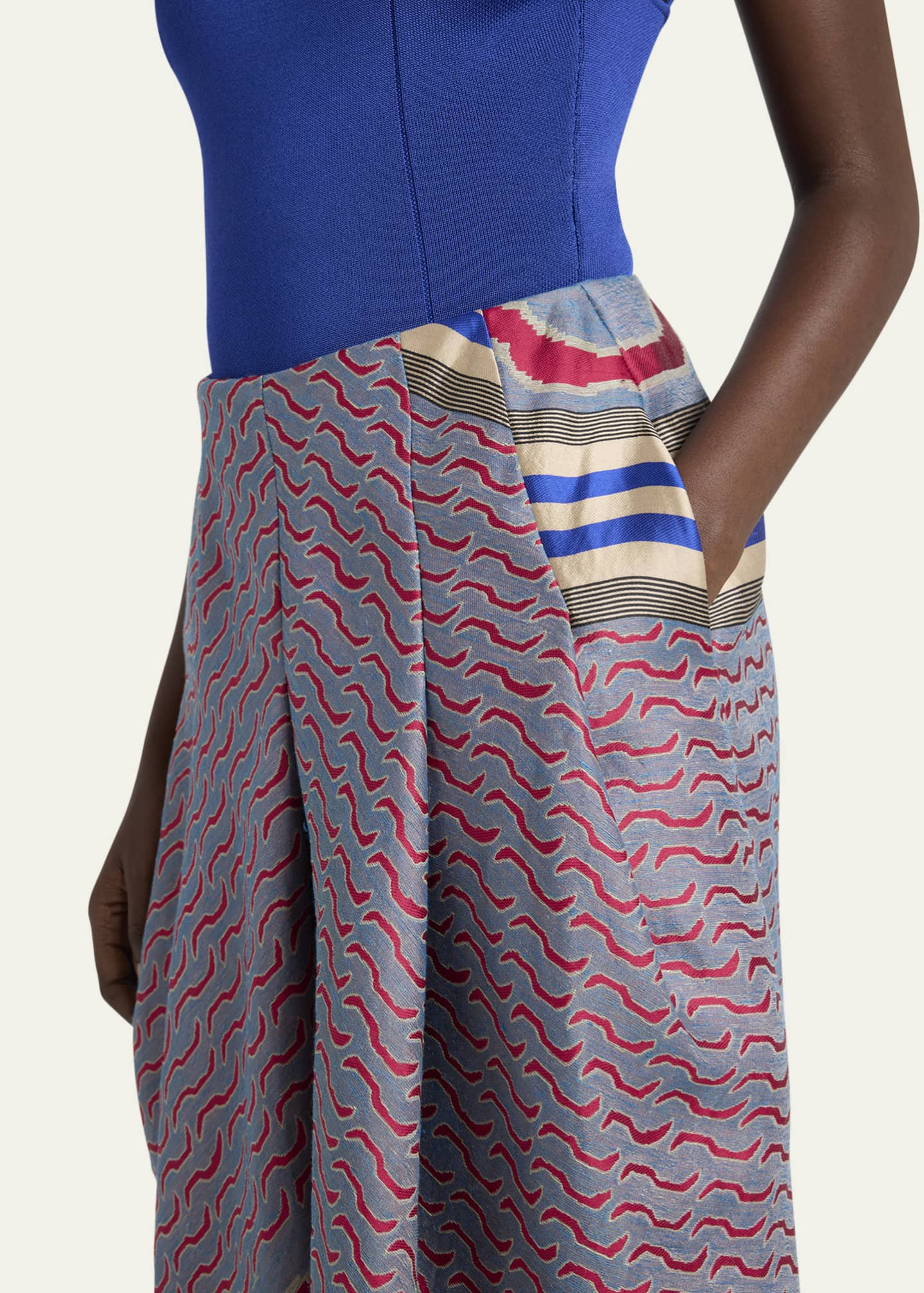Giorgio Armani Patterned Jacquard Pleated Maxi Skirt Image 5 of 5
