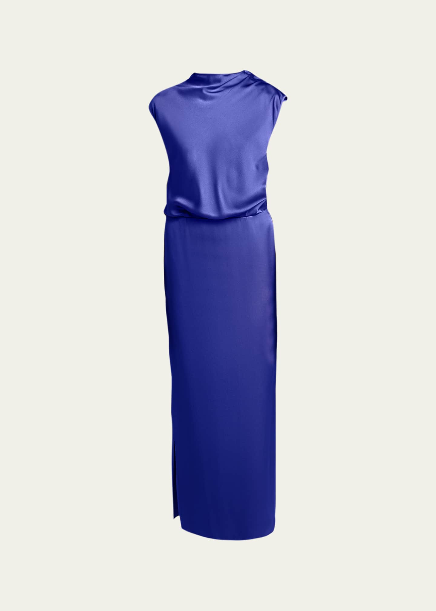 Giorgio Armani High-Neck Double Silk Satin Gown Image 1 of 5