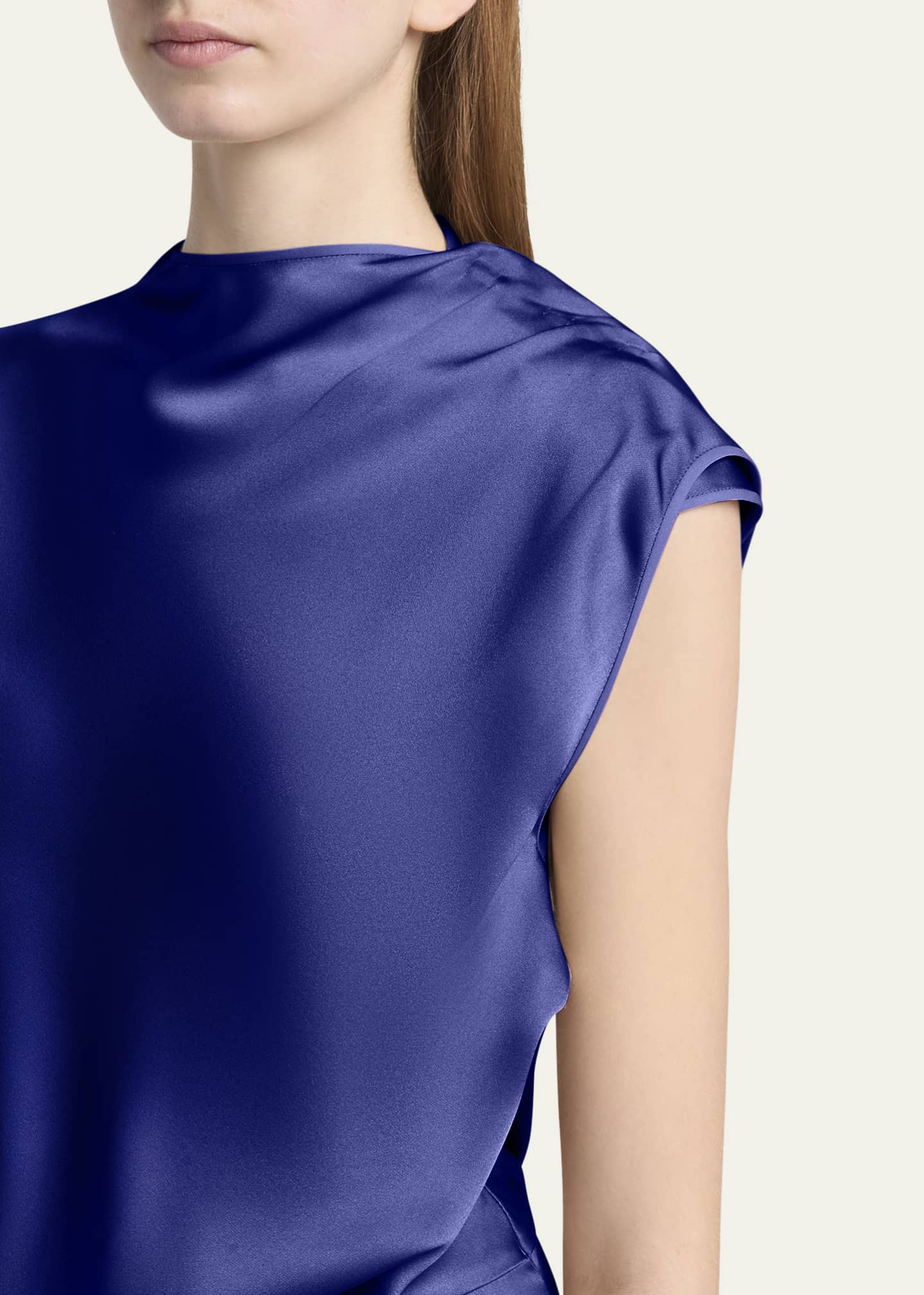 Giorgio Armani High-Neck Double Silk Satin Gown Image 5 of 5