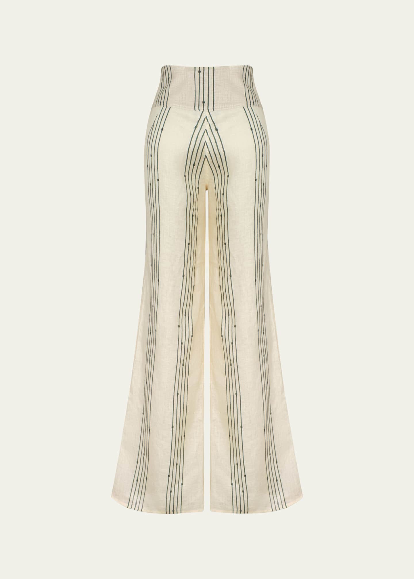 Johanna Ortiz Sailing The Ocean Stripe Wide Leg Linen Pants