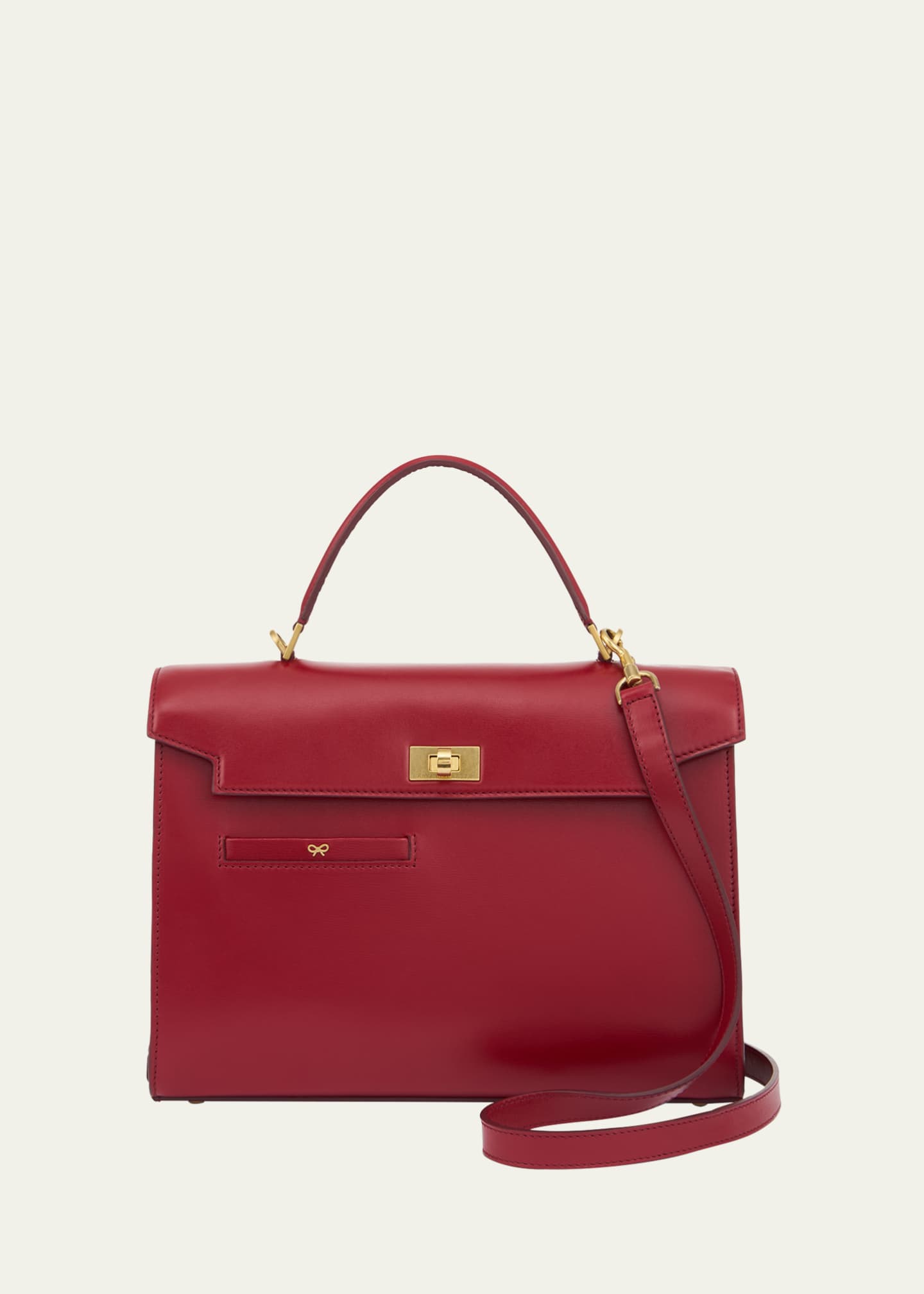 美品 Anya Hindmarch タッセルゴースト バーガンディ シアリング Anya Hindmarch Mortimer Shiny Leather Top-Handle Bag - Bergdorf