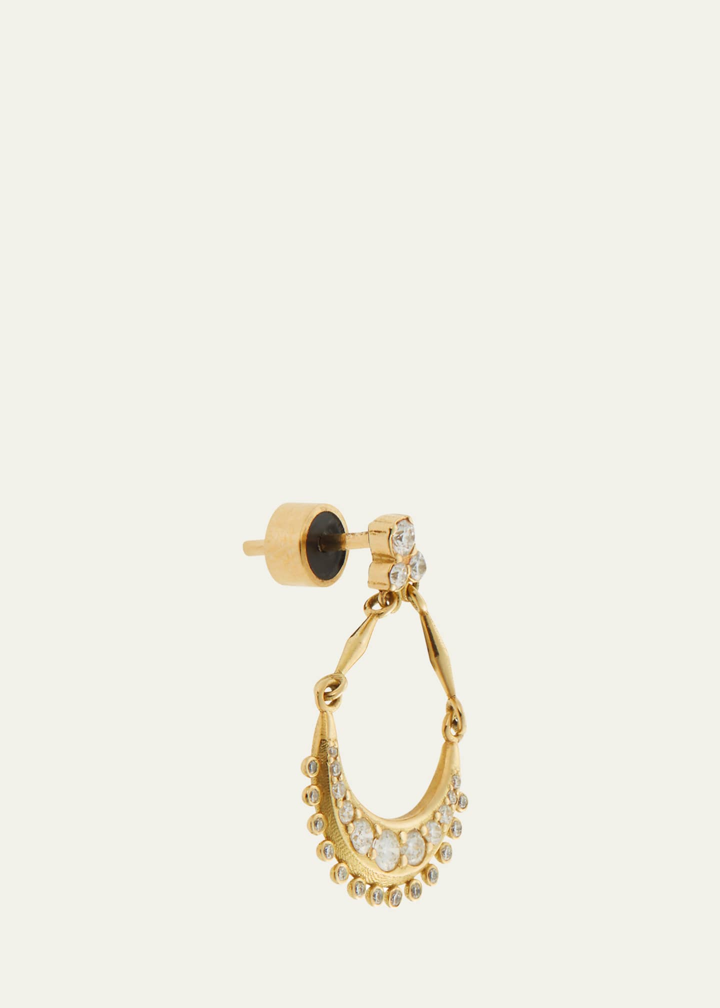 ILEANA MAKRI 18K Yellow Gold Luna Dangle Earrings with Diamonds Image 2 of 2