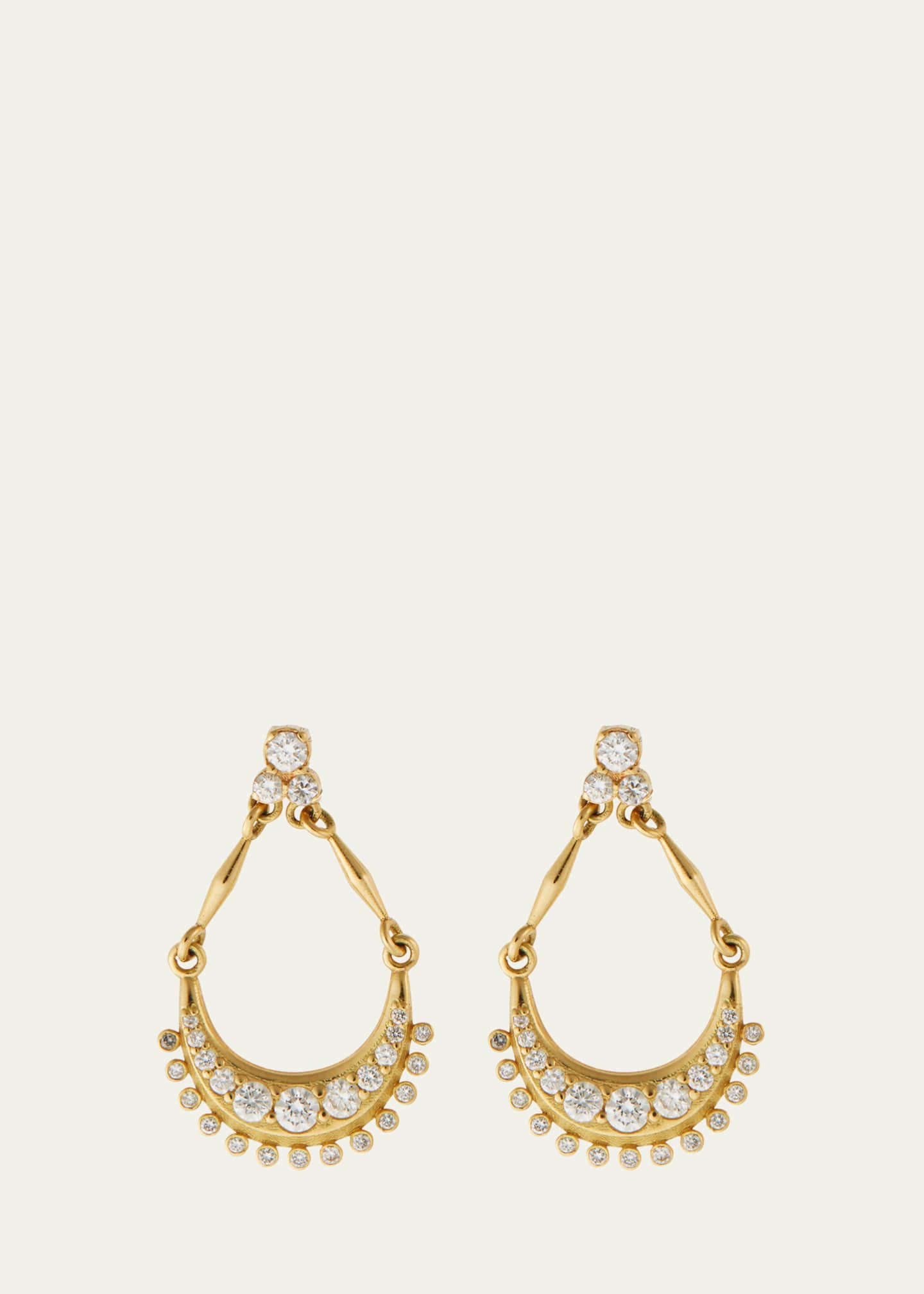 ILEANA MAKRI 18K Yellow Gold Luna Dangle Earrings with Diamonds Image 1 of 2