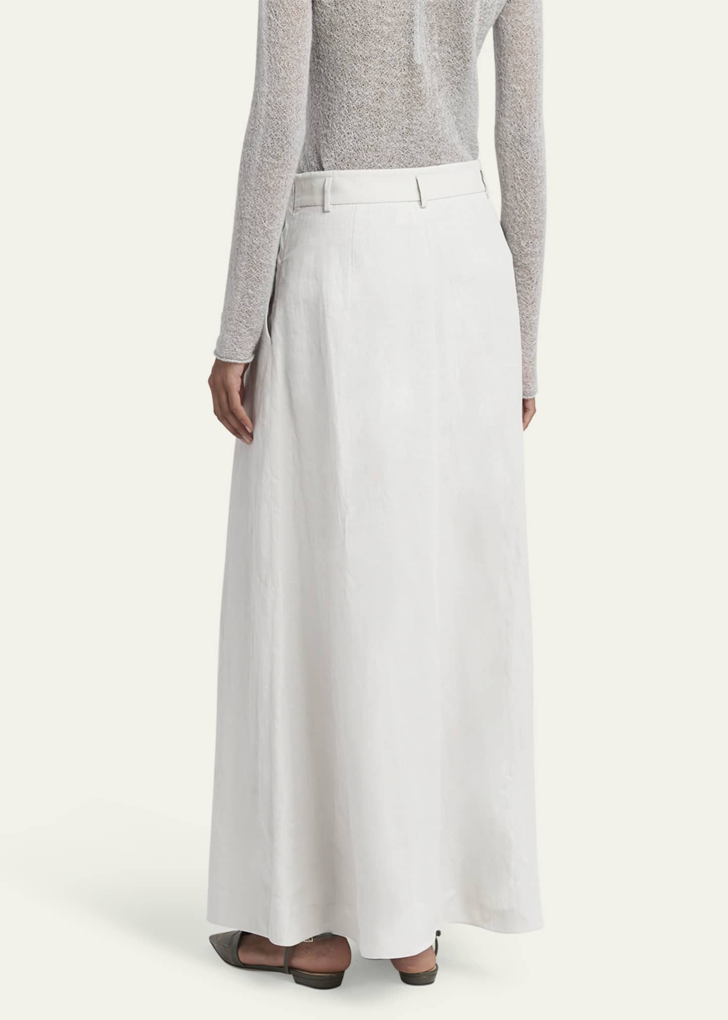 Giorgio Armani Triple Pleated Linen Maxi Skirt Image 3 of 5