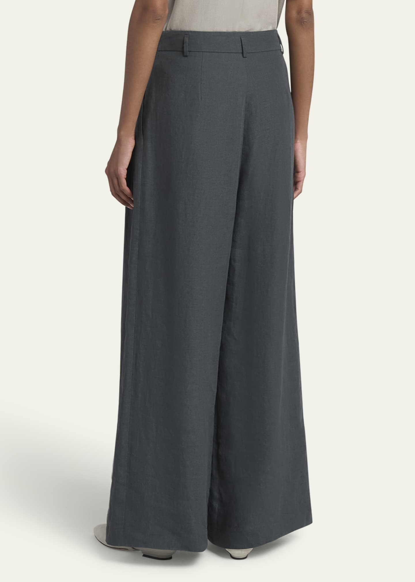 Giorgio Armani Pleated Wide-Leg Linen Trousers Image 3 of 5