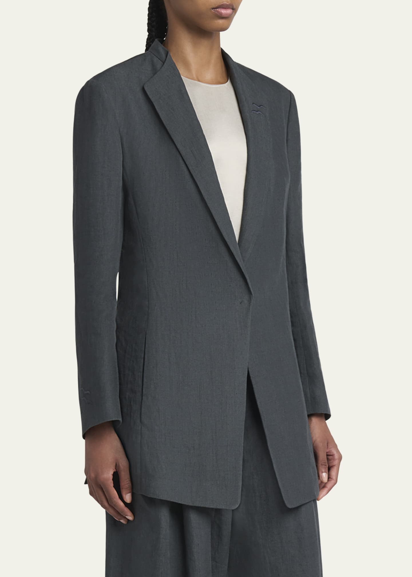 Giorgio Armani Linen Single-Breasted Blazer Image 4 of 5