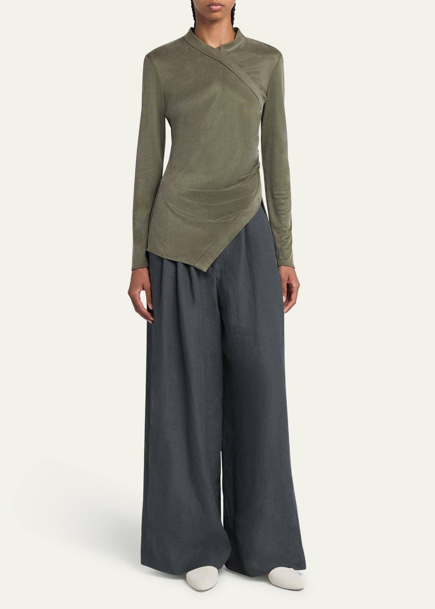 Giorgio Armani Asymmetric Jersey Long-Sleeve Top - Bergdorf Goodman