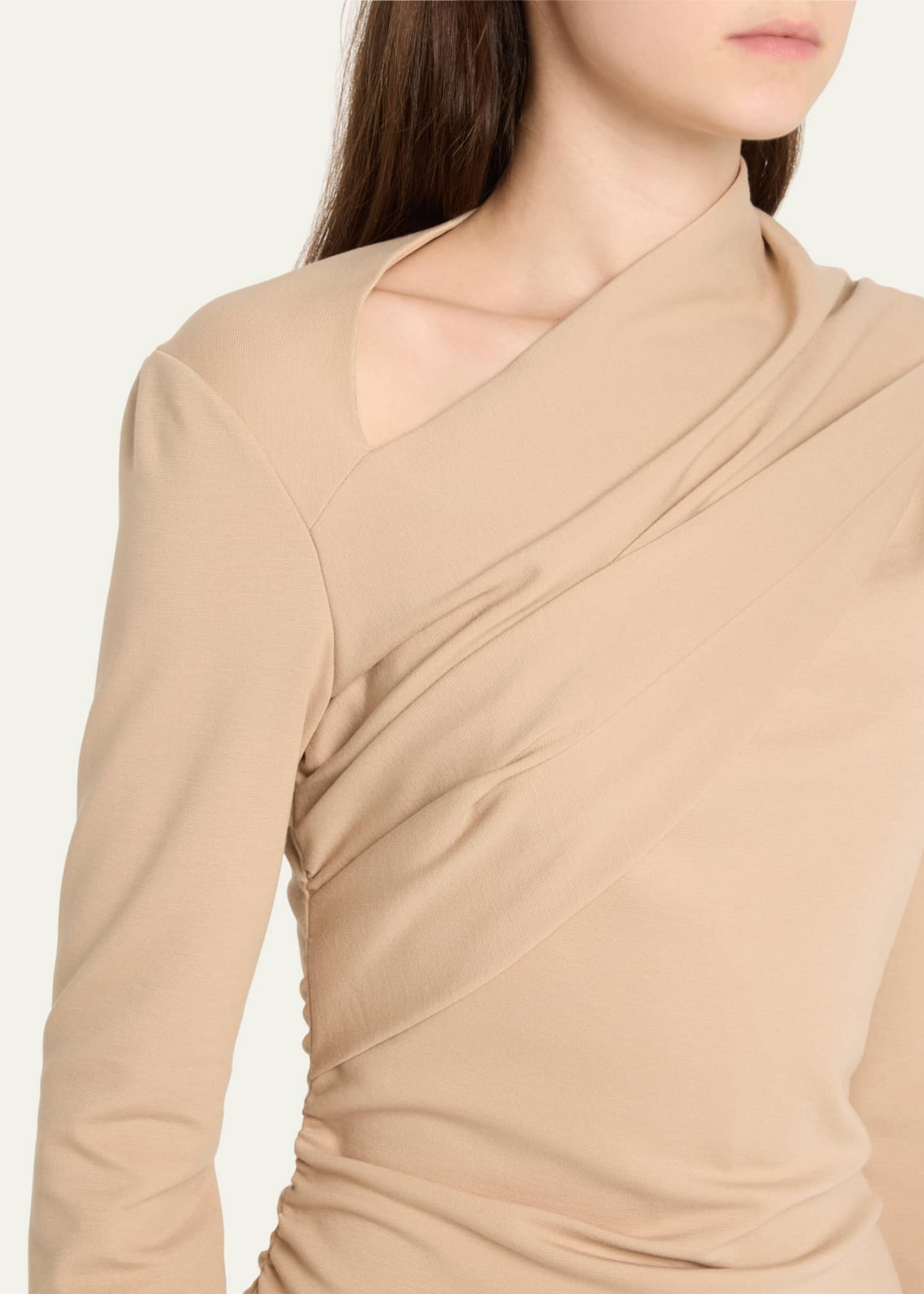 Giorgio Armani Asymmetric Long-Sleeve Jersey Dress Image 4 of 4