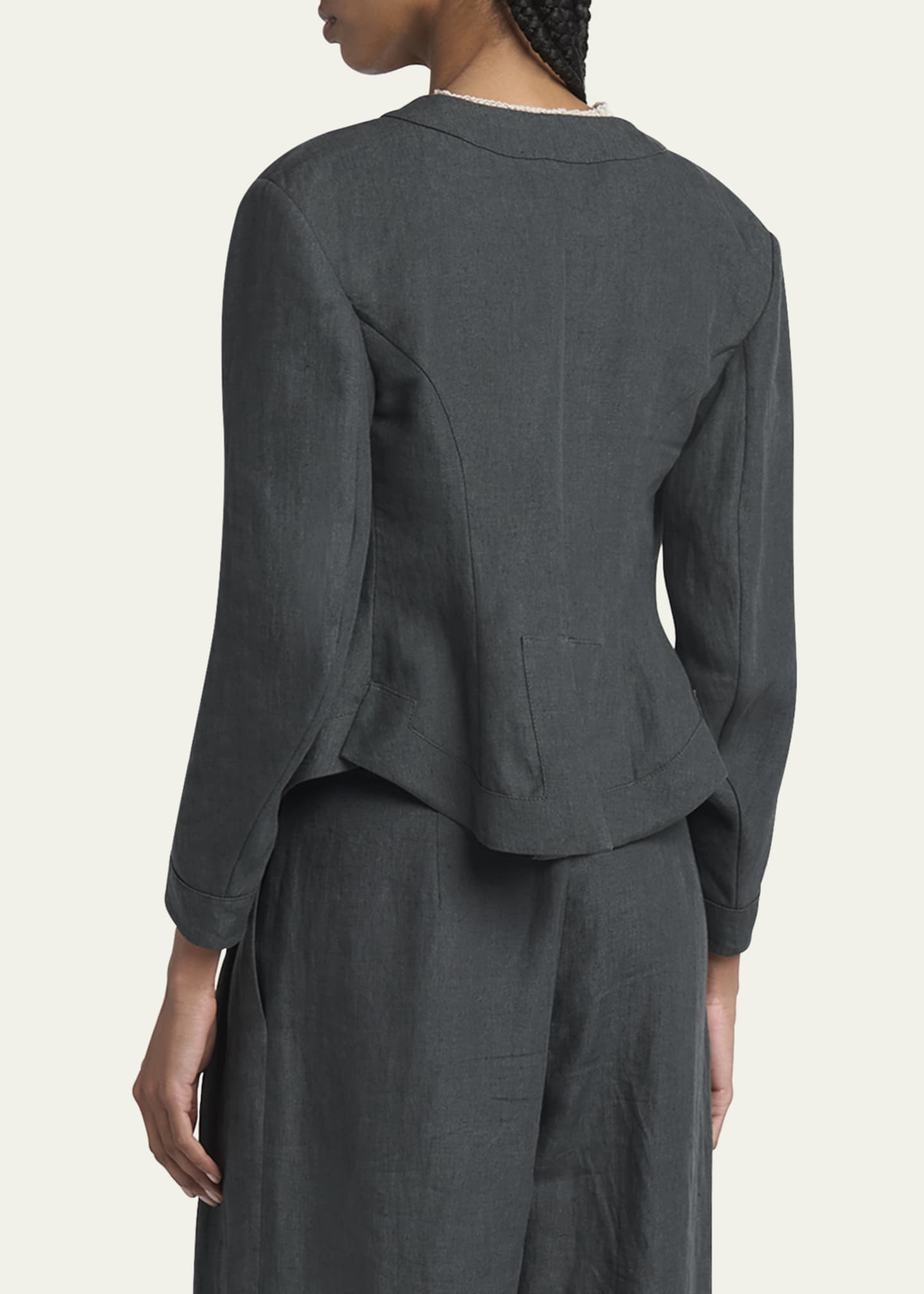 Giorgio Armani Short Linen Single-Breasted Blazer Image 3 of 5