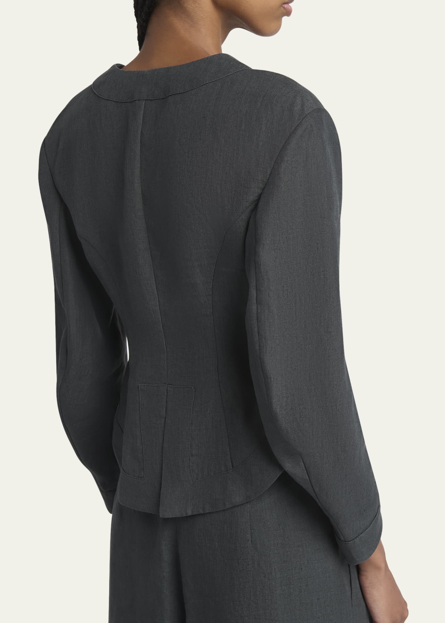 Giorgio Armani Short Linen Single-Breasted Blazer Image 5 of 5