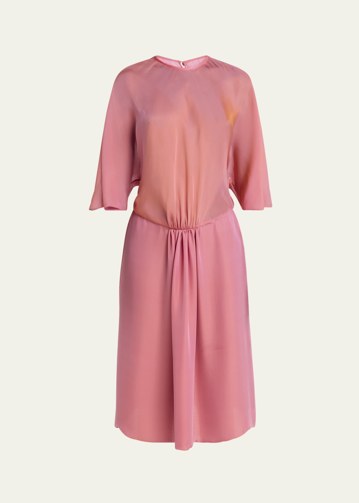 Giorgio Armani Iridescent Chiffon 3/4-Sleeve Midi Dress Image 1 of 5