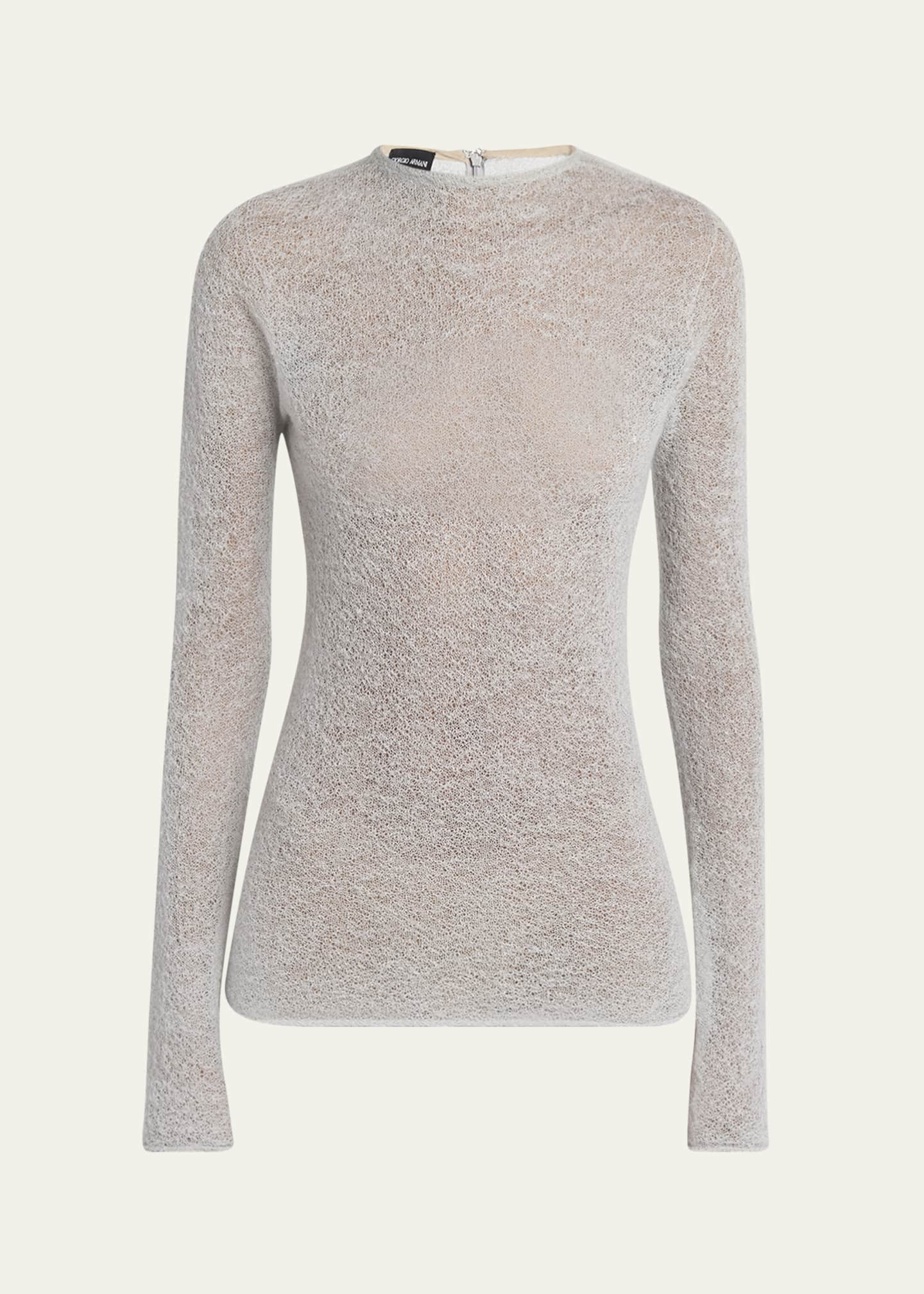 Giorgio Armani Textured Cashmere-Blend Knit Top Image 1 of 5