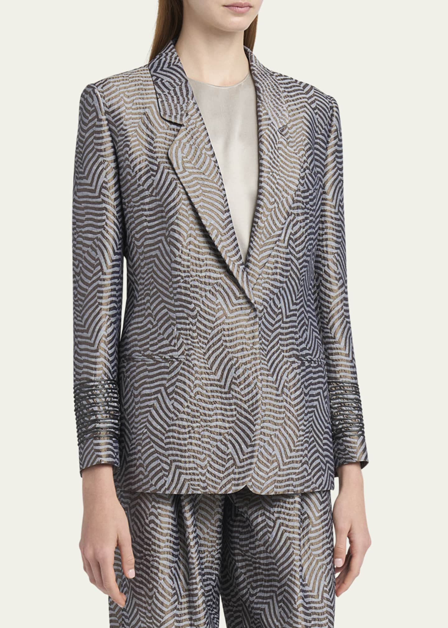 Giorgio Armani Animalier Silk Jacquard Single-Breasted Blazer Jacket Image 4 of 5