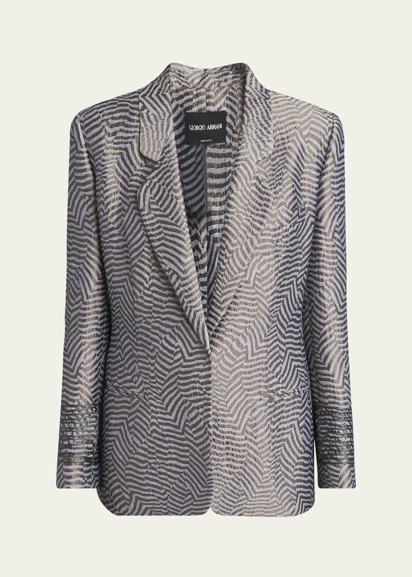 Giorgio Armani Animalier Silk Jacquard Single-Breasted Blazer Jacket Image 1 of 5
