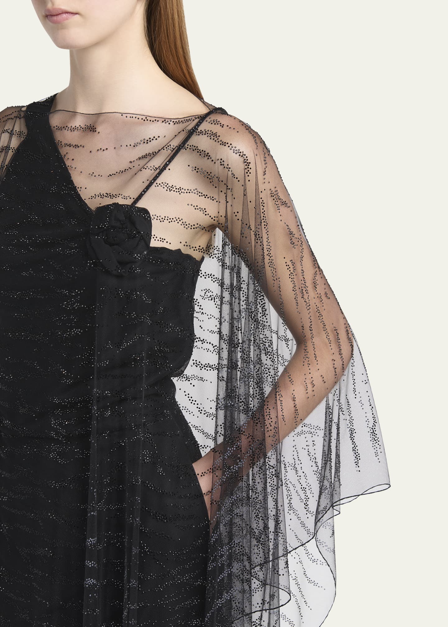 Giorgio Armani Crystal Embellished Sheer Long Cape - Bergdorf Goodman