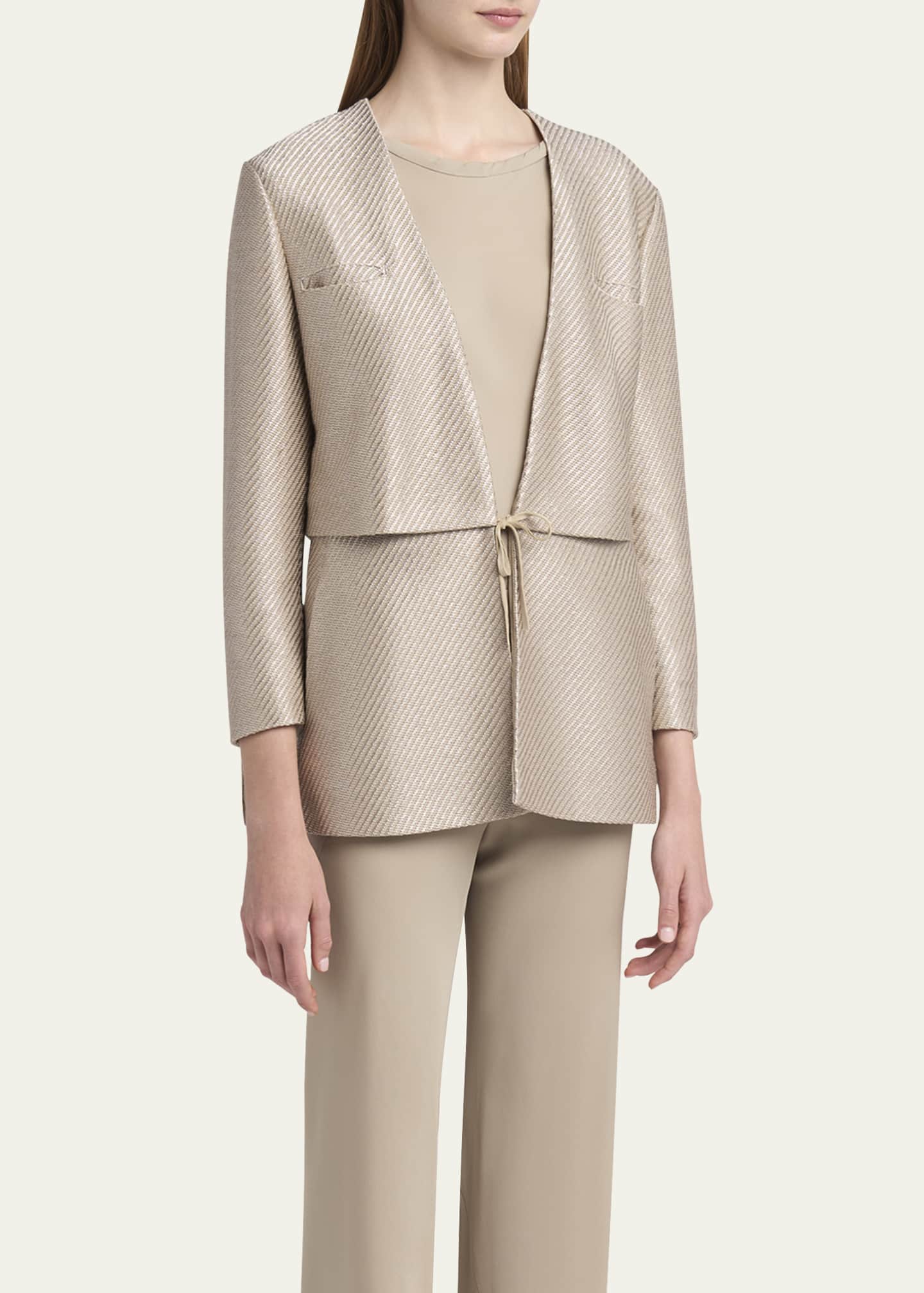 Giorgio Armani Shiny Raffia Jersey Jacquard Tie Jacket - Bergdorf