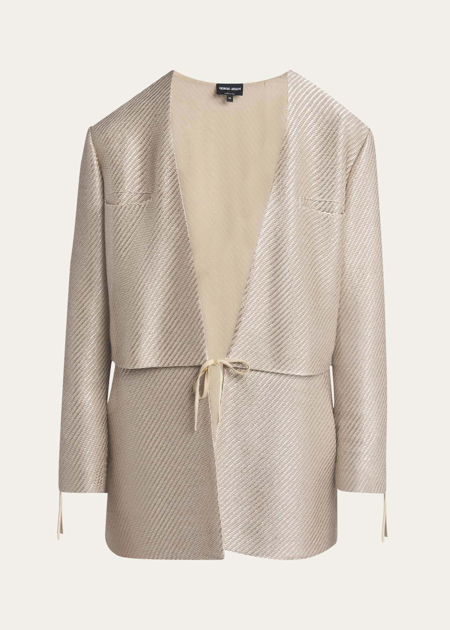 Giorgio Armani Shiny Raffia Jersey Jacquard Tie Jacket - Bergdorf