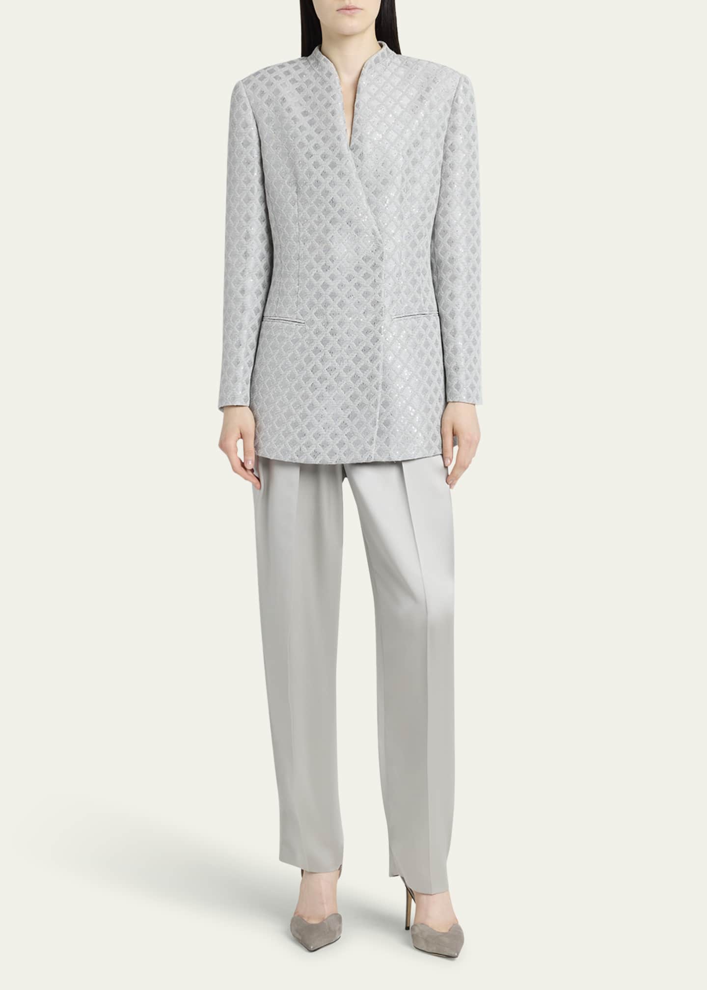 Giorgio Armani Geometric Paillette Jacquard Asymmetric Double-Breasted Jacket Image 2 of 5