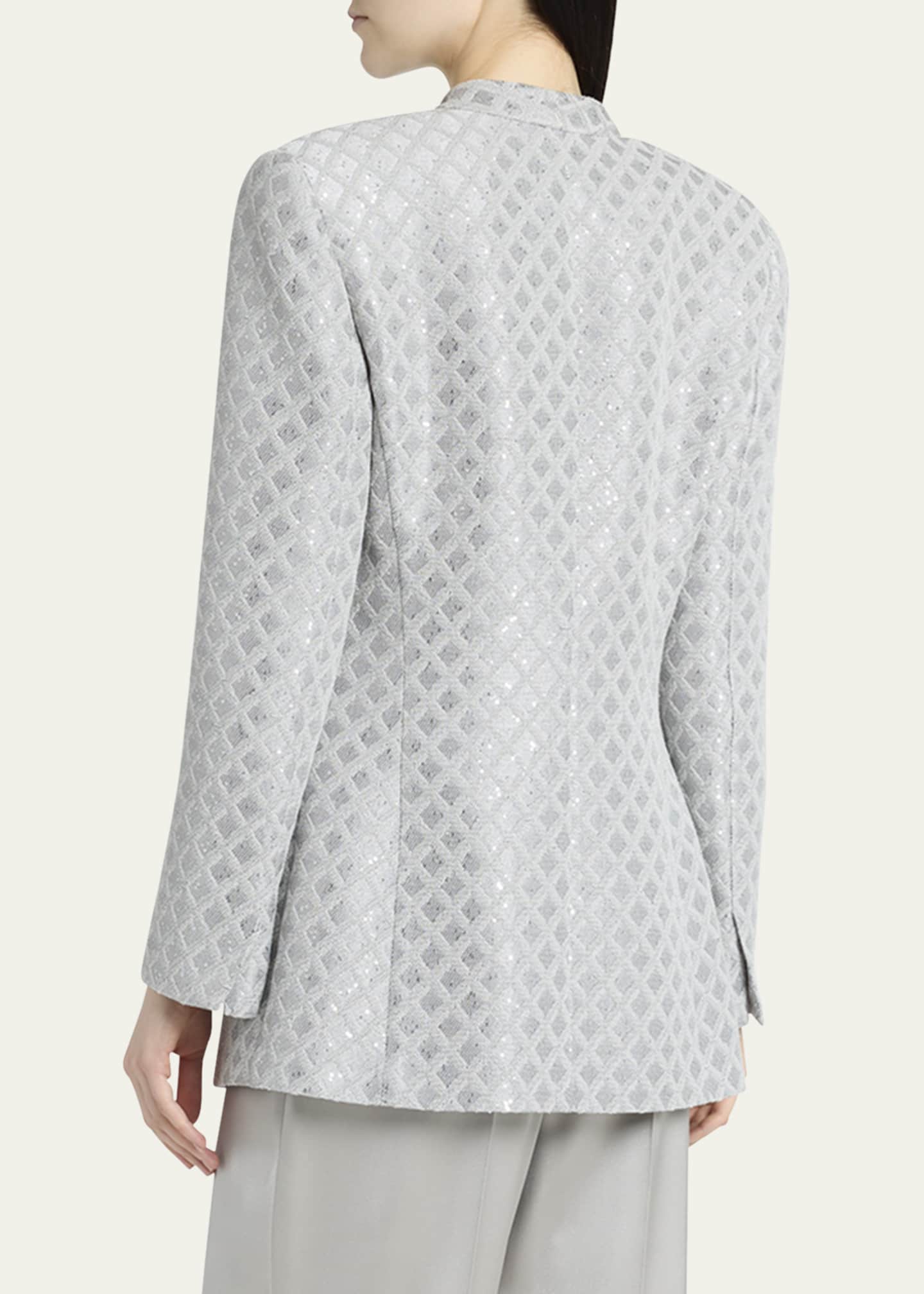 Giorgio Armani Geometric Paillette Jacquard Asymmetric Double-Breasted Jacket Image 3 of 5
