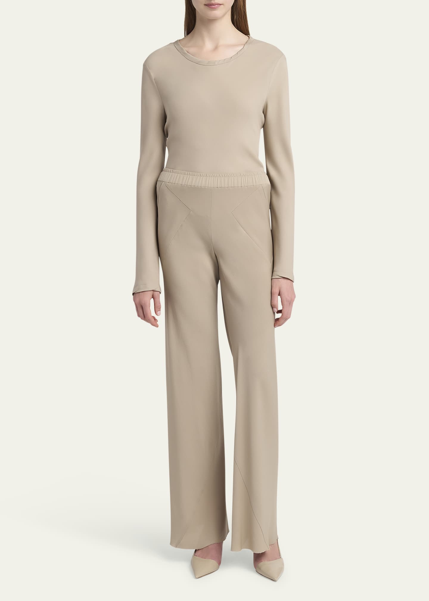 Giorgio Armani Triple Silk Georgette Flat Front Trousers Image 2 of 5