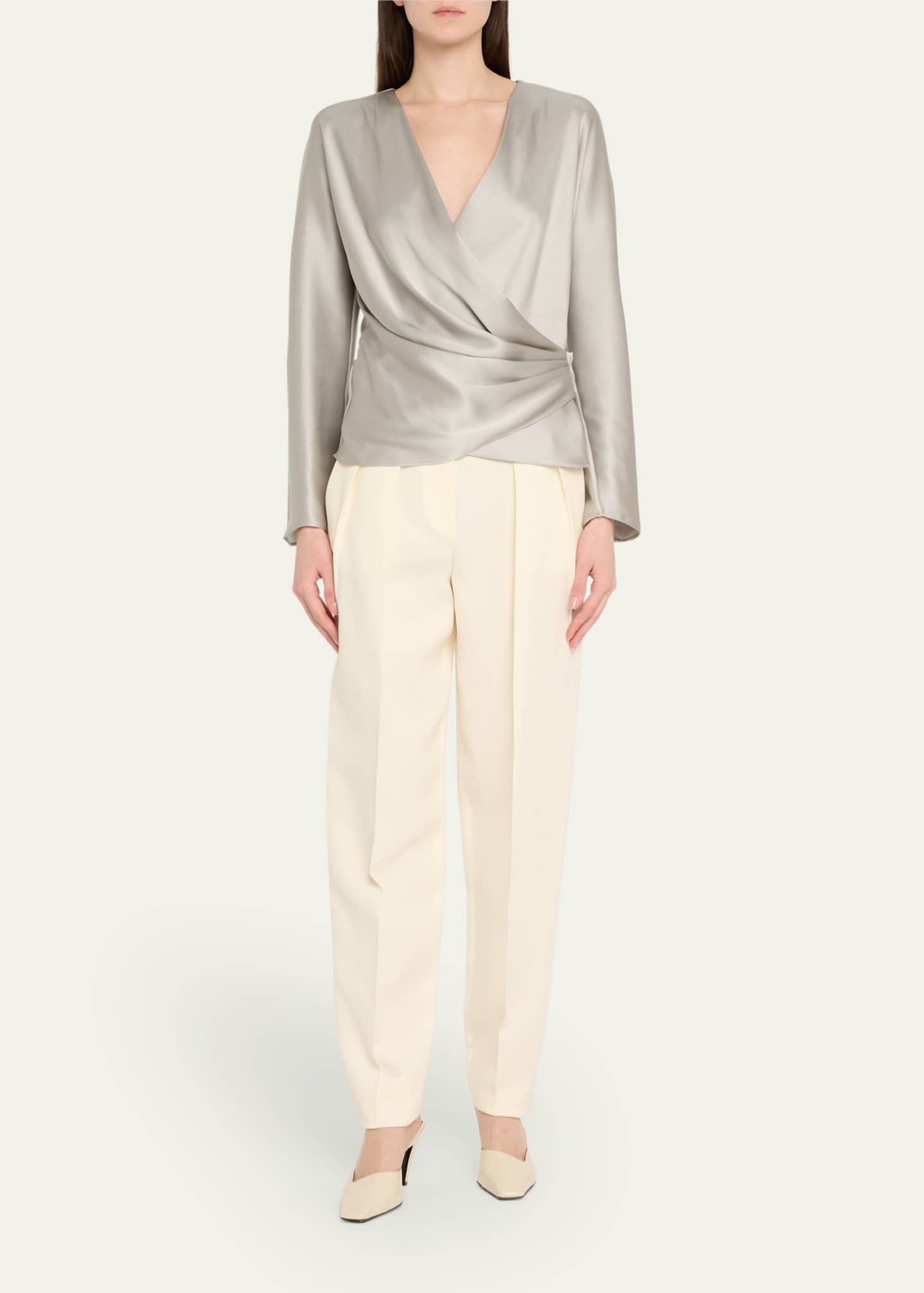 Giorgio Armani Draped Double Silk Wrap Shirt Image 2 of 5