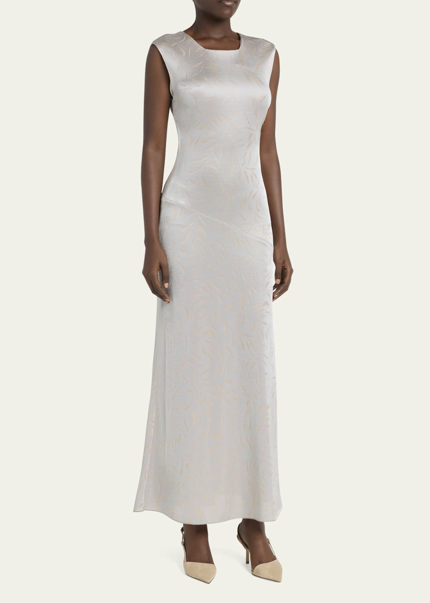 Giorgio Armani Printed Shiny Viscose Jacquard Maxi Dress Image 2 of 5