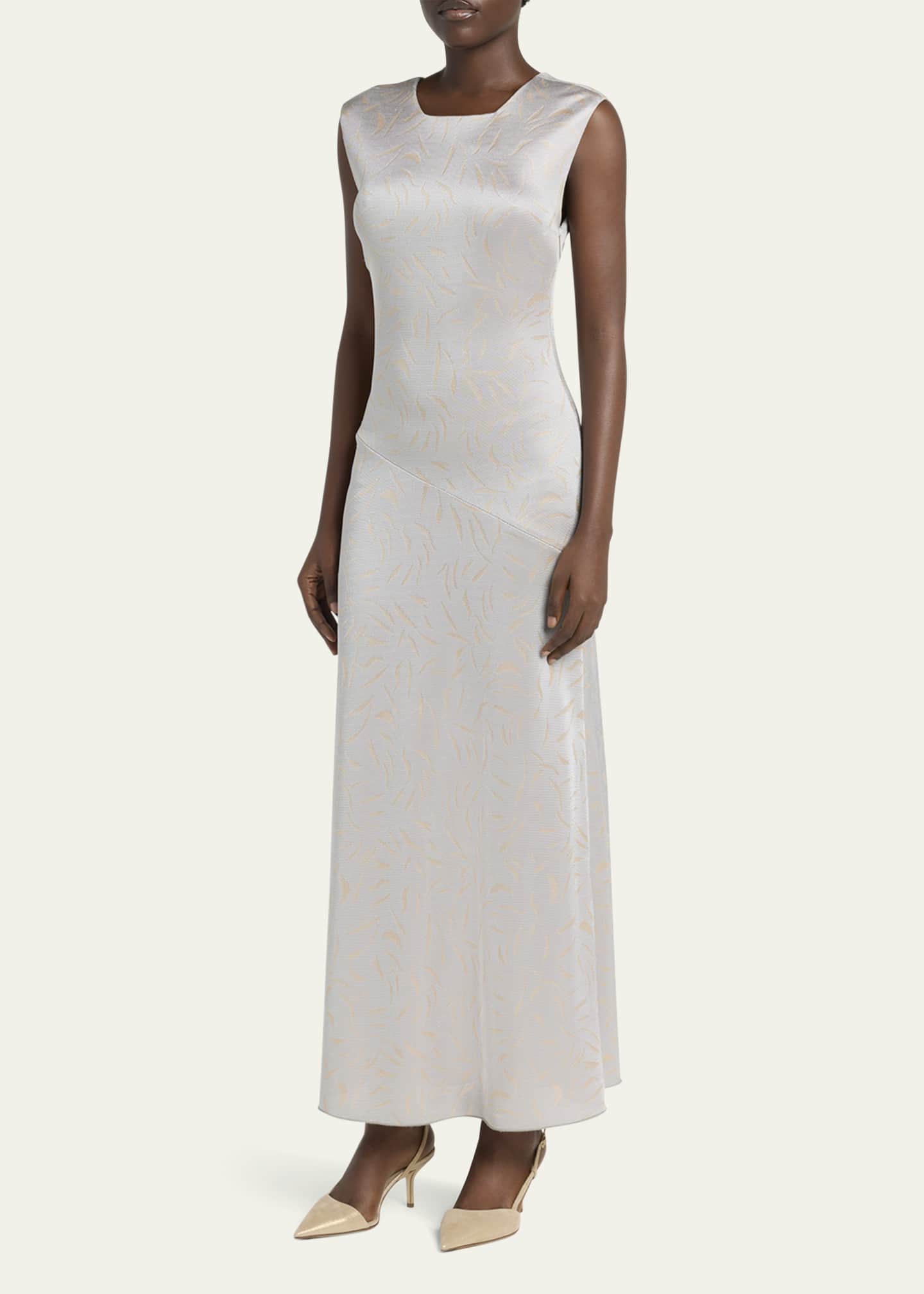 Giorgio Armani Printed Shiny Viscose Jacquard Maxi Dress Image 4 of 5
