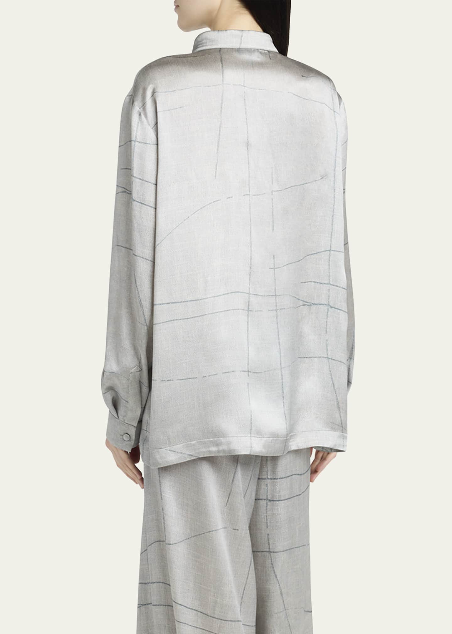 Giorgio Armani Check Satin Button Down Blouse Image 3 of 5