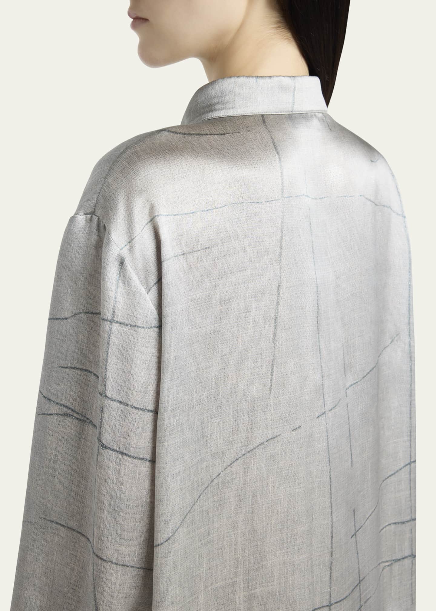 Giorgio Armani Check Satin Button Down Blouse Image 5 of 5