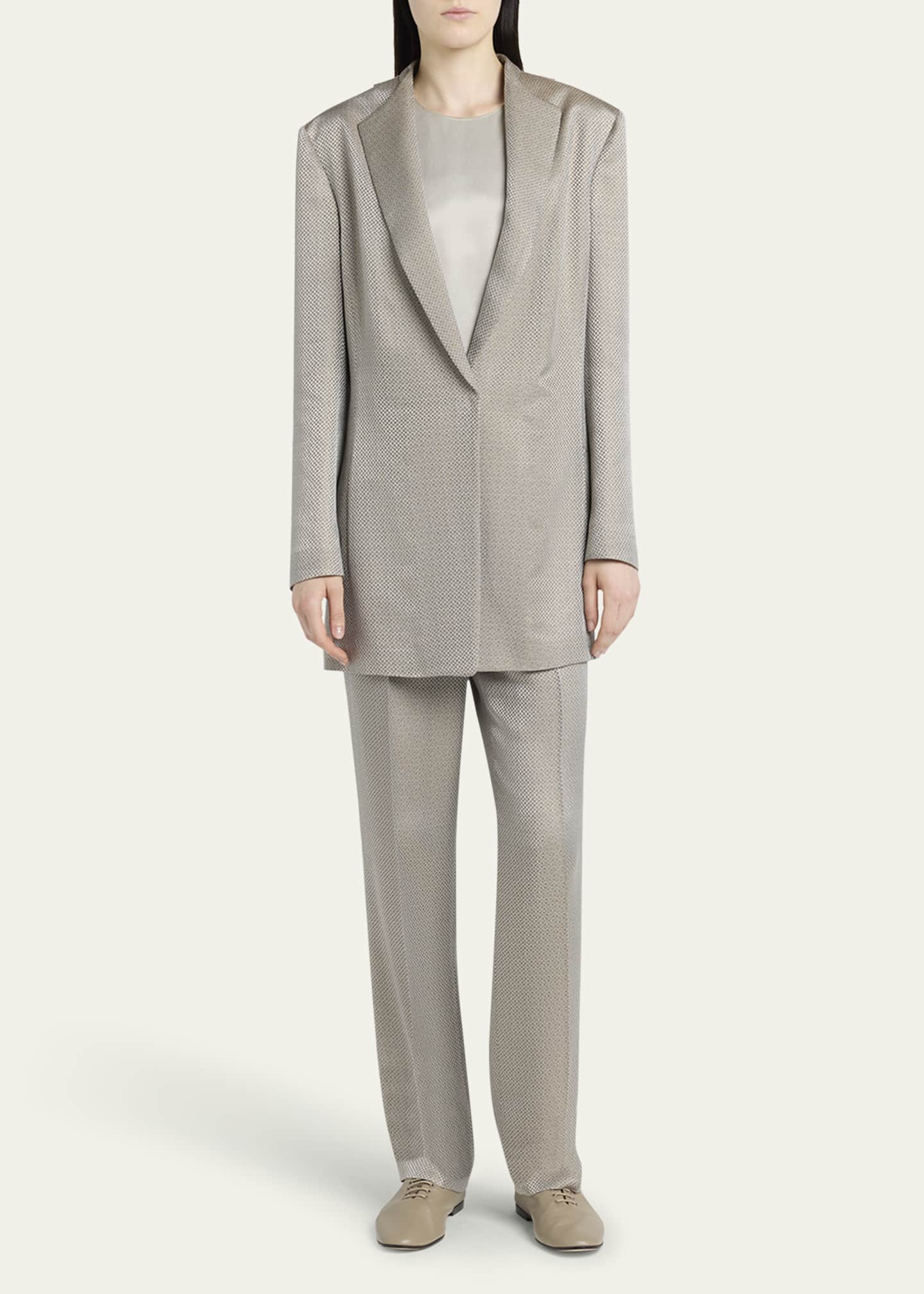 Giorgio Armani Micro Jacquard Straight-Leg Pull-On Trousers Image 2 of 5