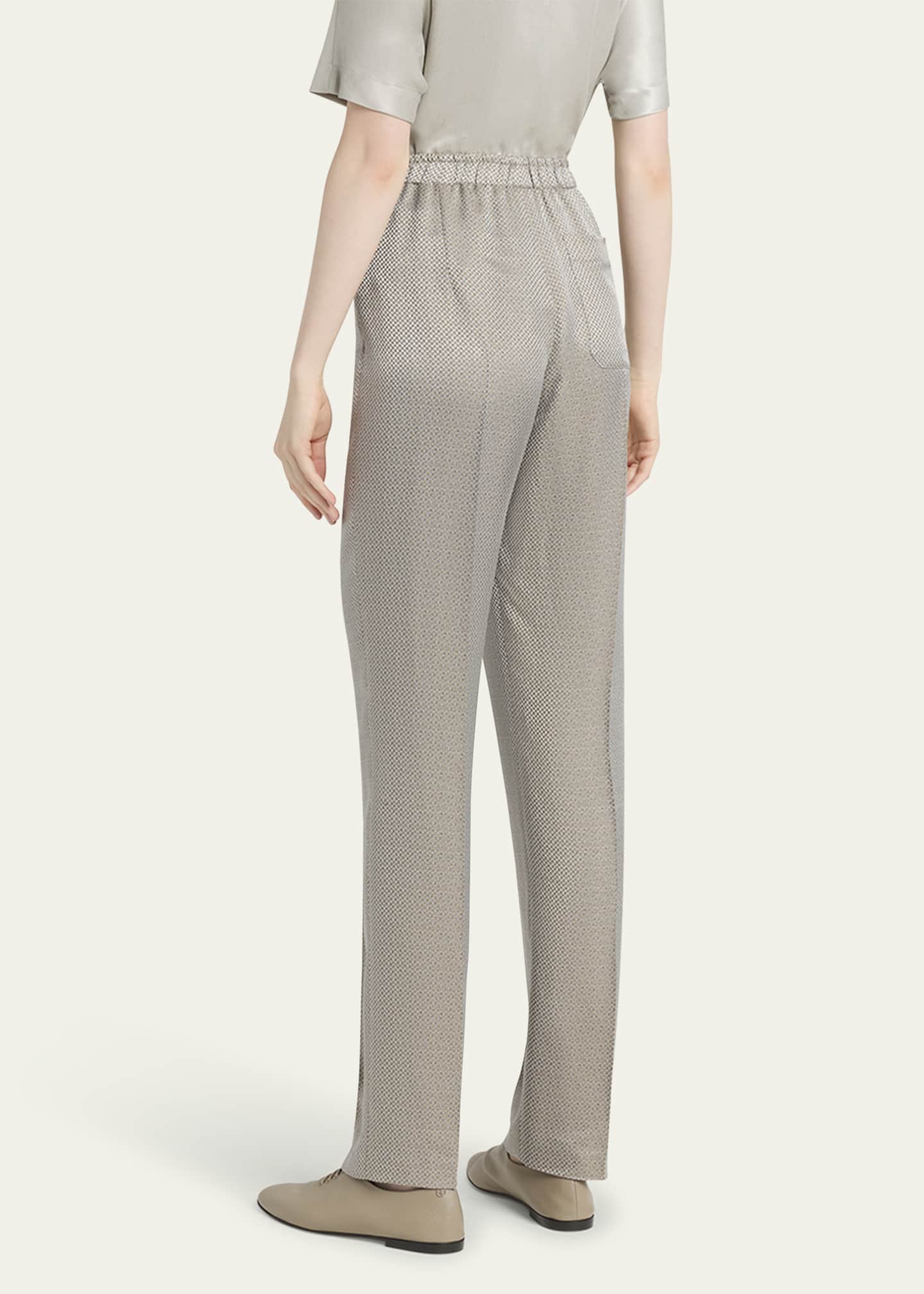 Giorgio Armani Micro Jacquard Straight-Leg Pull-On Trousers Image 3 of 5