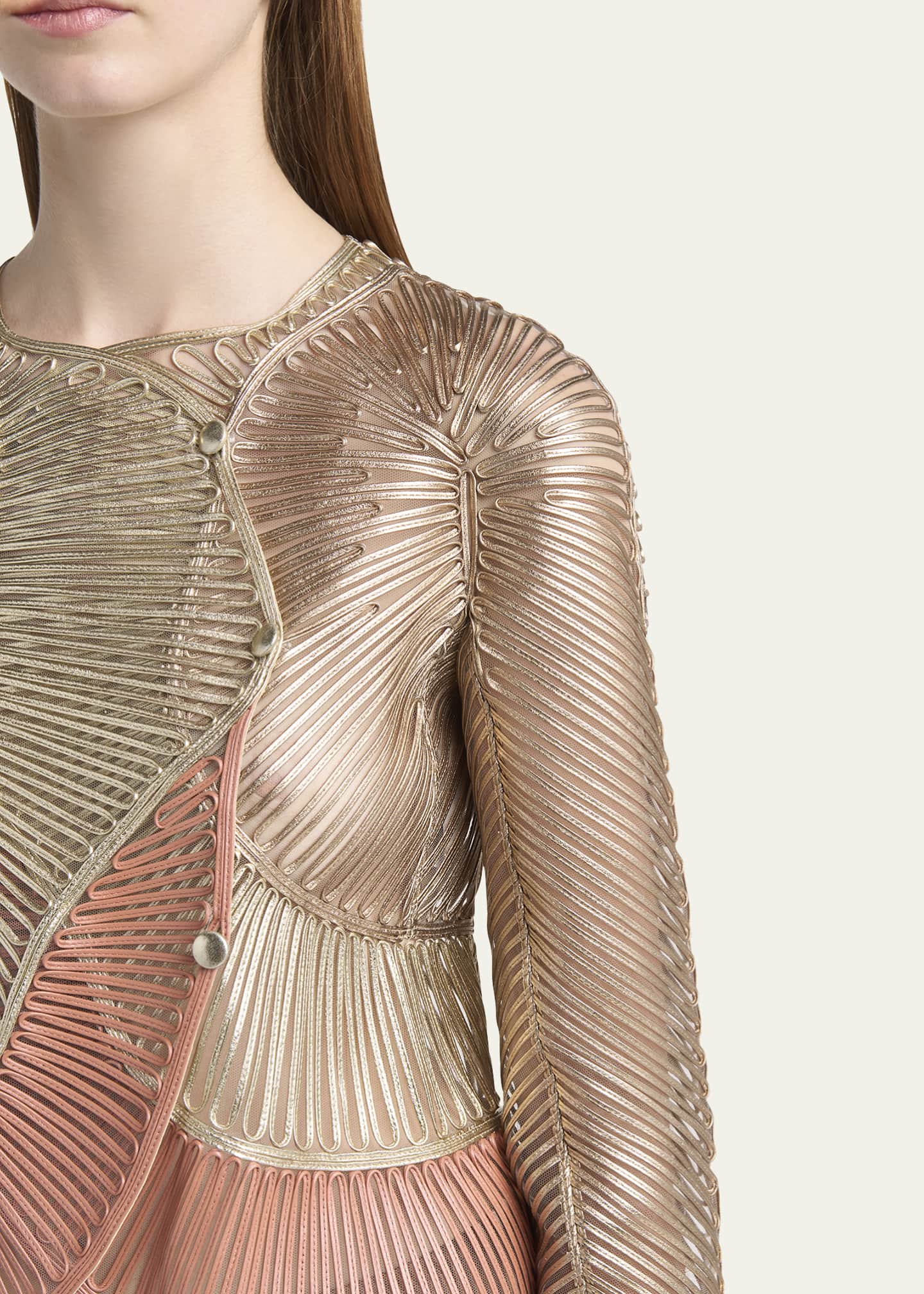Giorgio Armani Metallic Soutache Two-Tone Leather Jacket Image 5 of 5