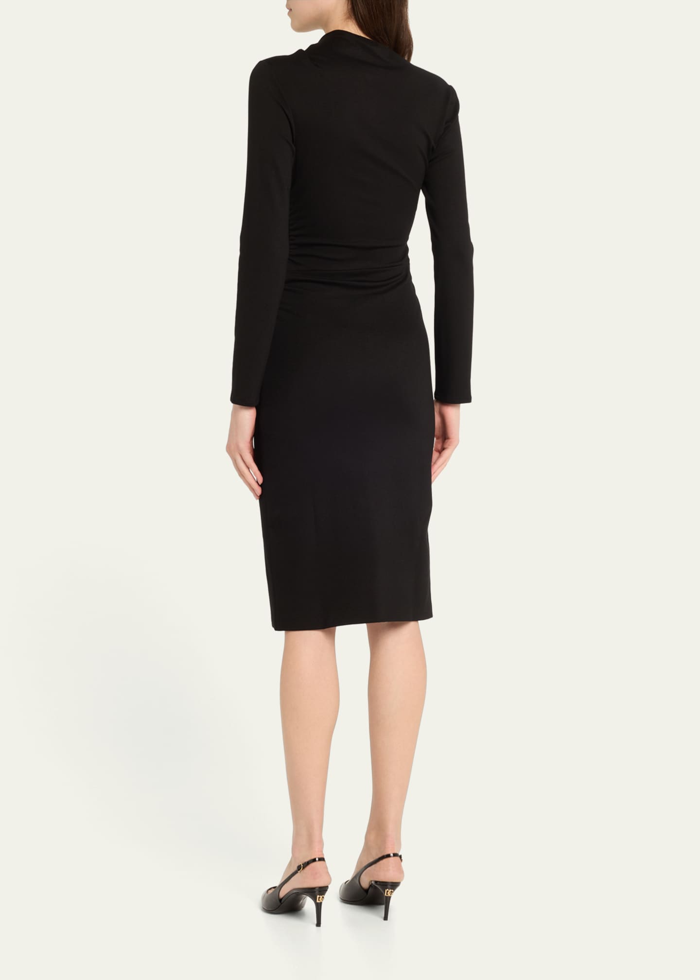 Giorgio Armani Asymmetric Long-Sleeve Jersey Dress Image 3 of 5