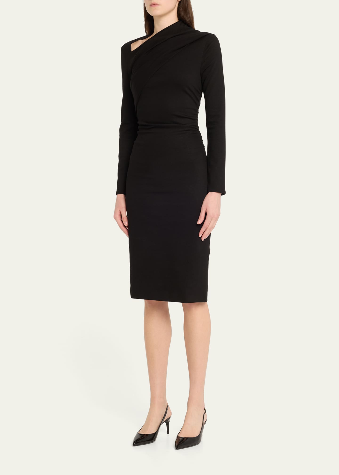 Giorgio Armani Asymmetric Long-Sleeve Jersey Dress Image 4 of 5