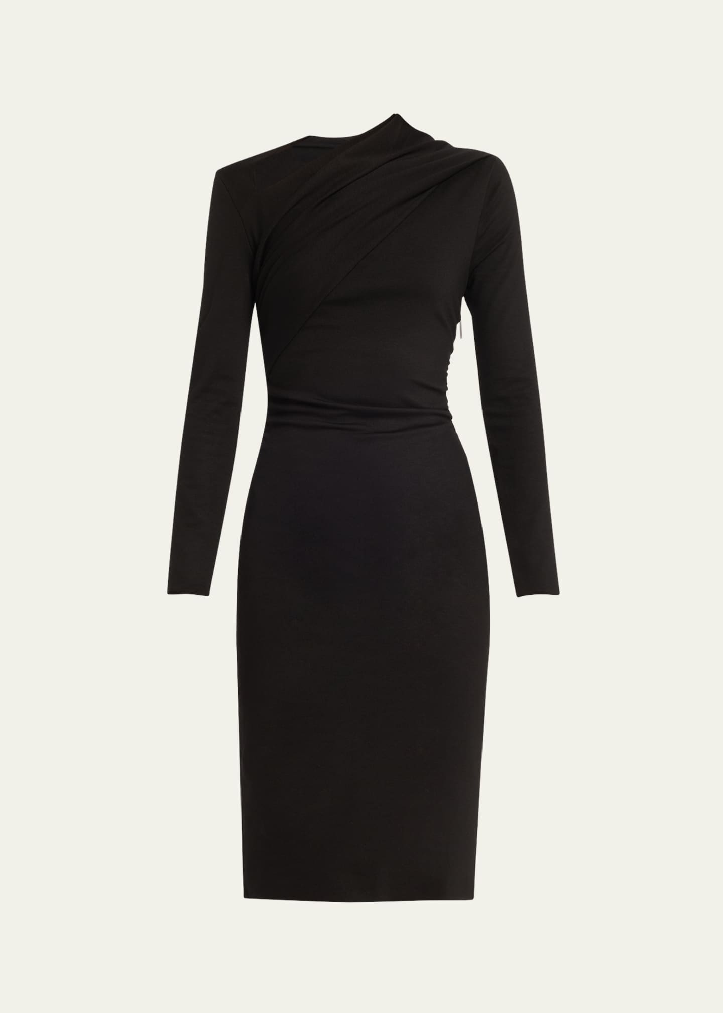 Giorgio Armani Asymmetric Long-Sleeve Jersey Dress Image 1 of 5