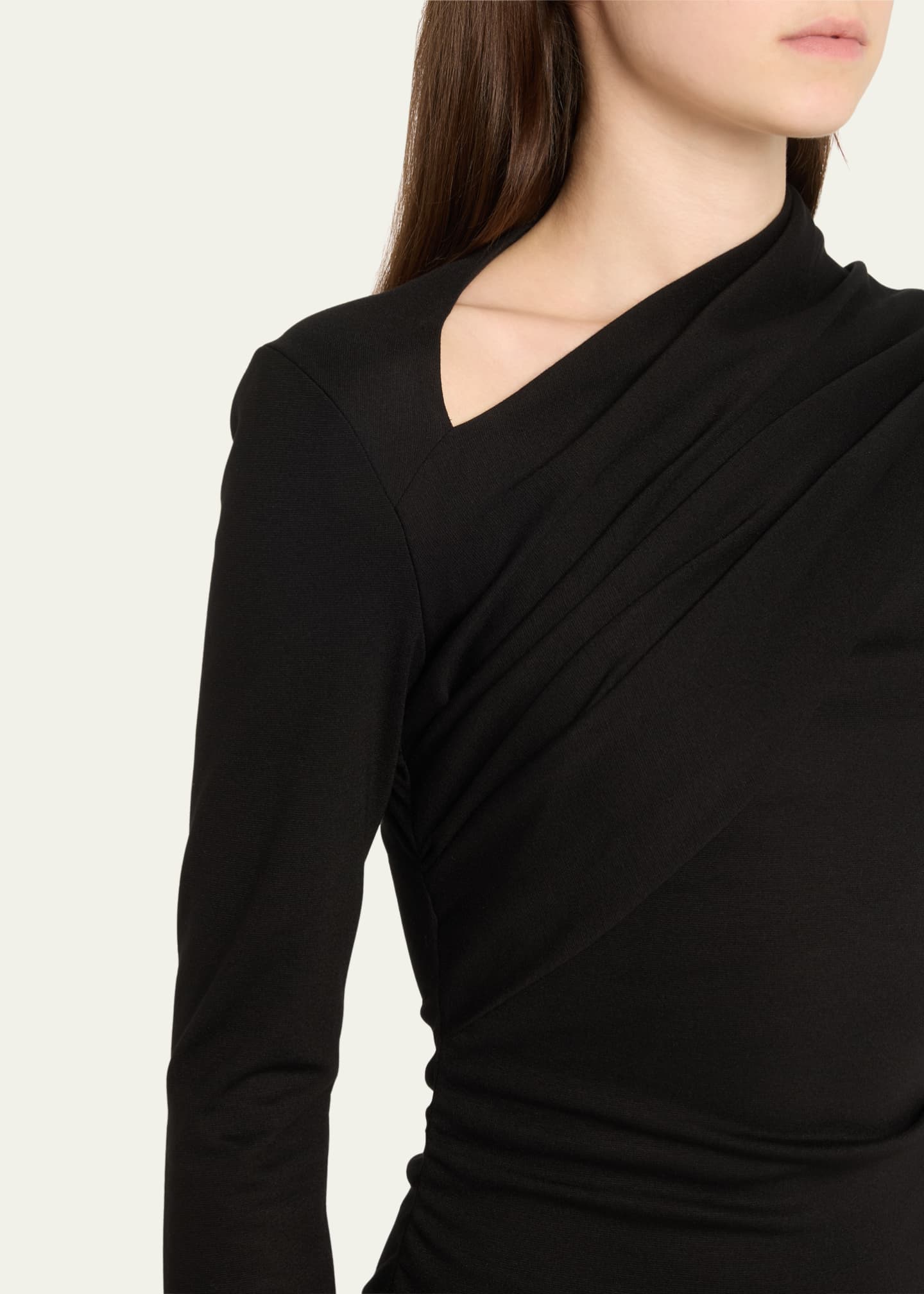 Giorgio Armani Asymmetric Long-Sleeve Jersey Dress Image 5 of 5