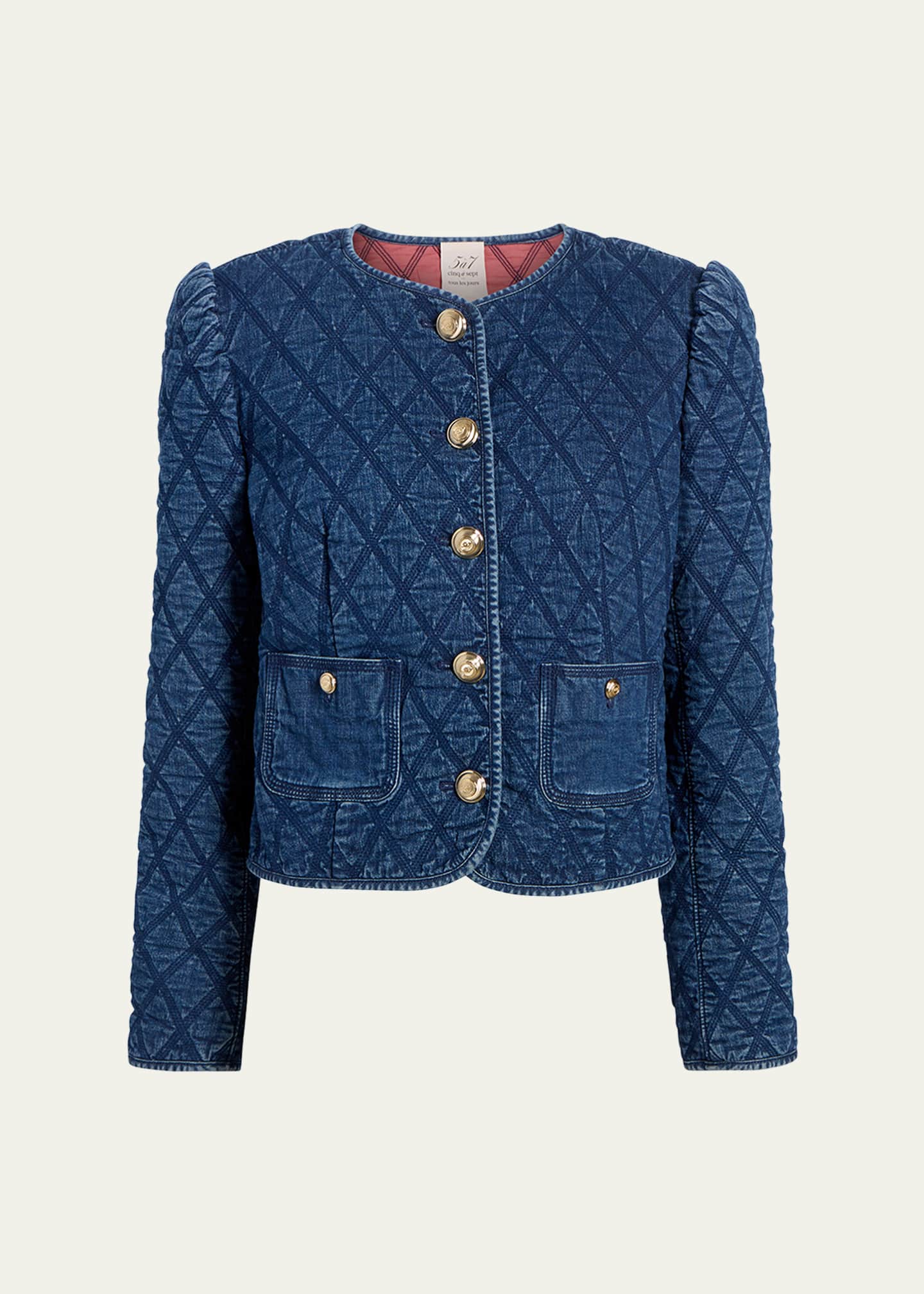 Cinq a Sept Gretchen Quilted Denim Jacket Image 1 of 3