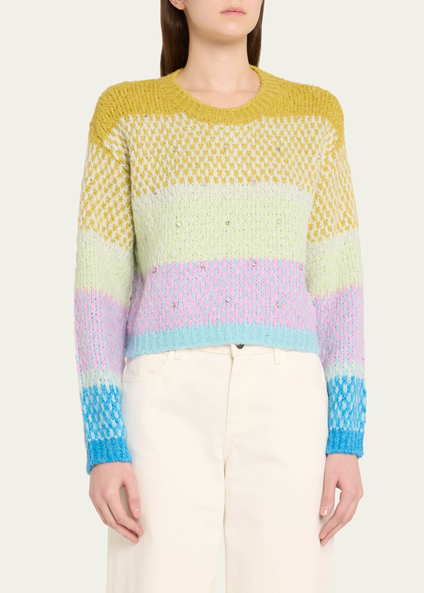 Cinq a Sept Caspar Embellished Color Block Sweater Image 4 of 5