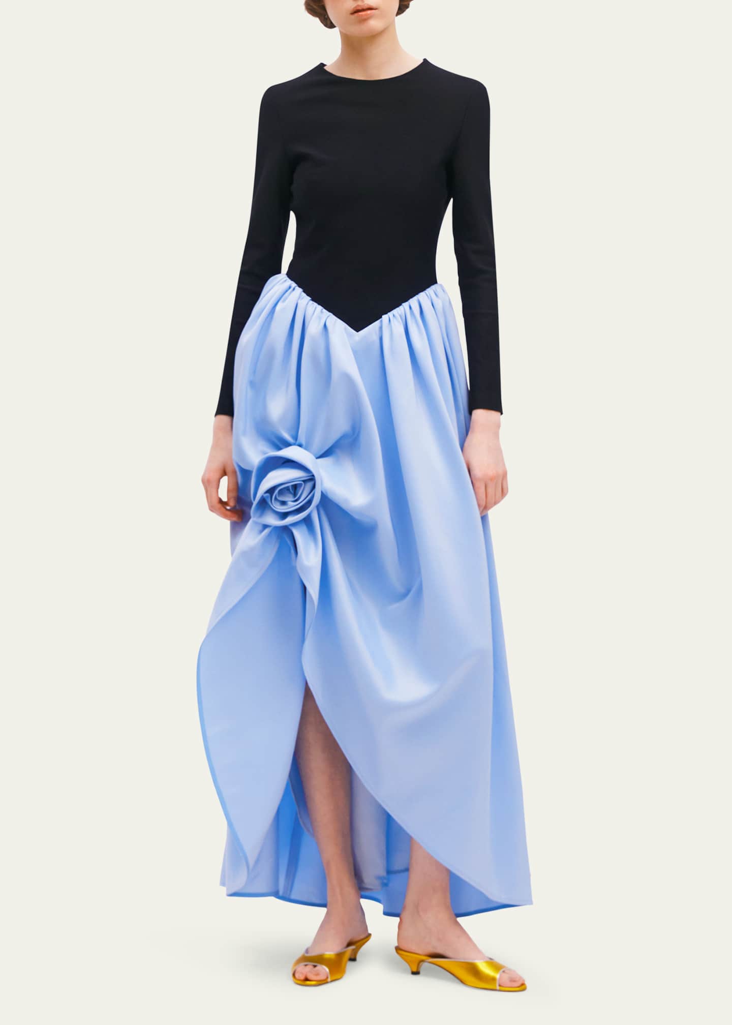 Aurora High-Low Basque Rosette Maxi Dress - Thumbnail 2